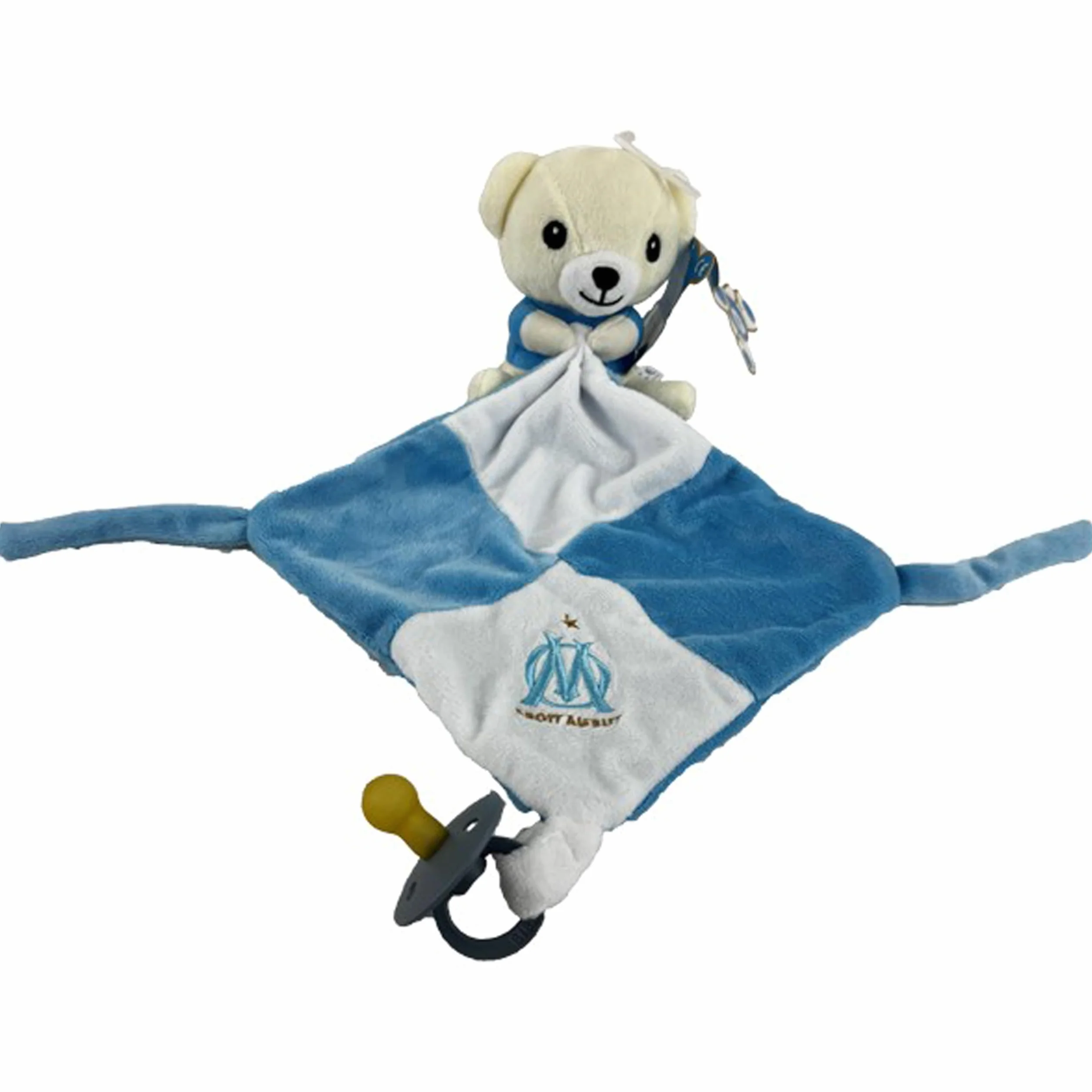 OLYMPIQUE DE MARSEILLE Doudou Bleu Enfant Attache tétine Om Collection Officielle