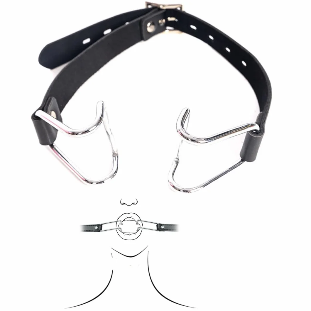 Lèvres métalliques réglables B-D-S-M pour jeux de rôle avec fermeture à double boucle - noir