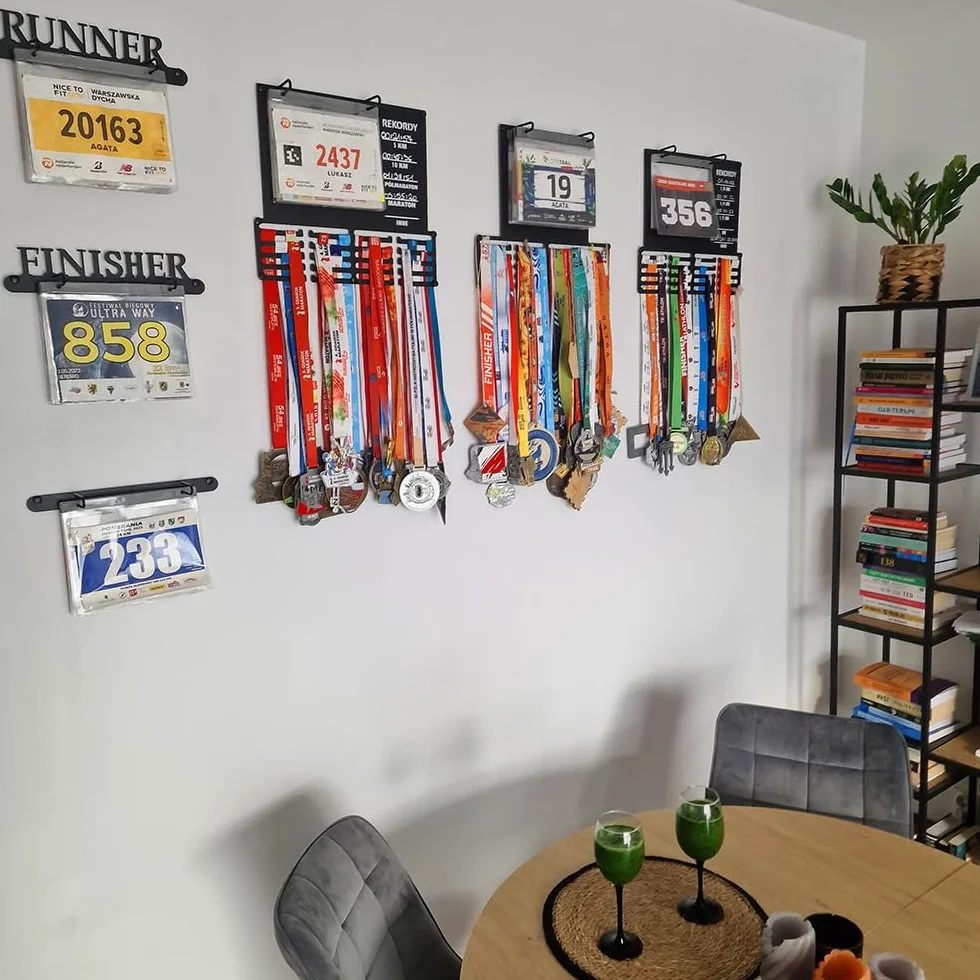 Porte Médailles Course à Pied Tableau Ardoise Records Personnels Range Dossards Présentoir Running Marathon Semi 10km 5km Cadeau Coureur