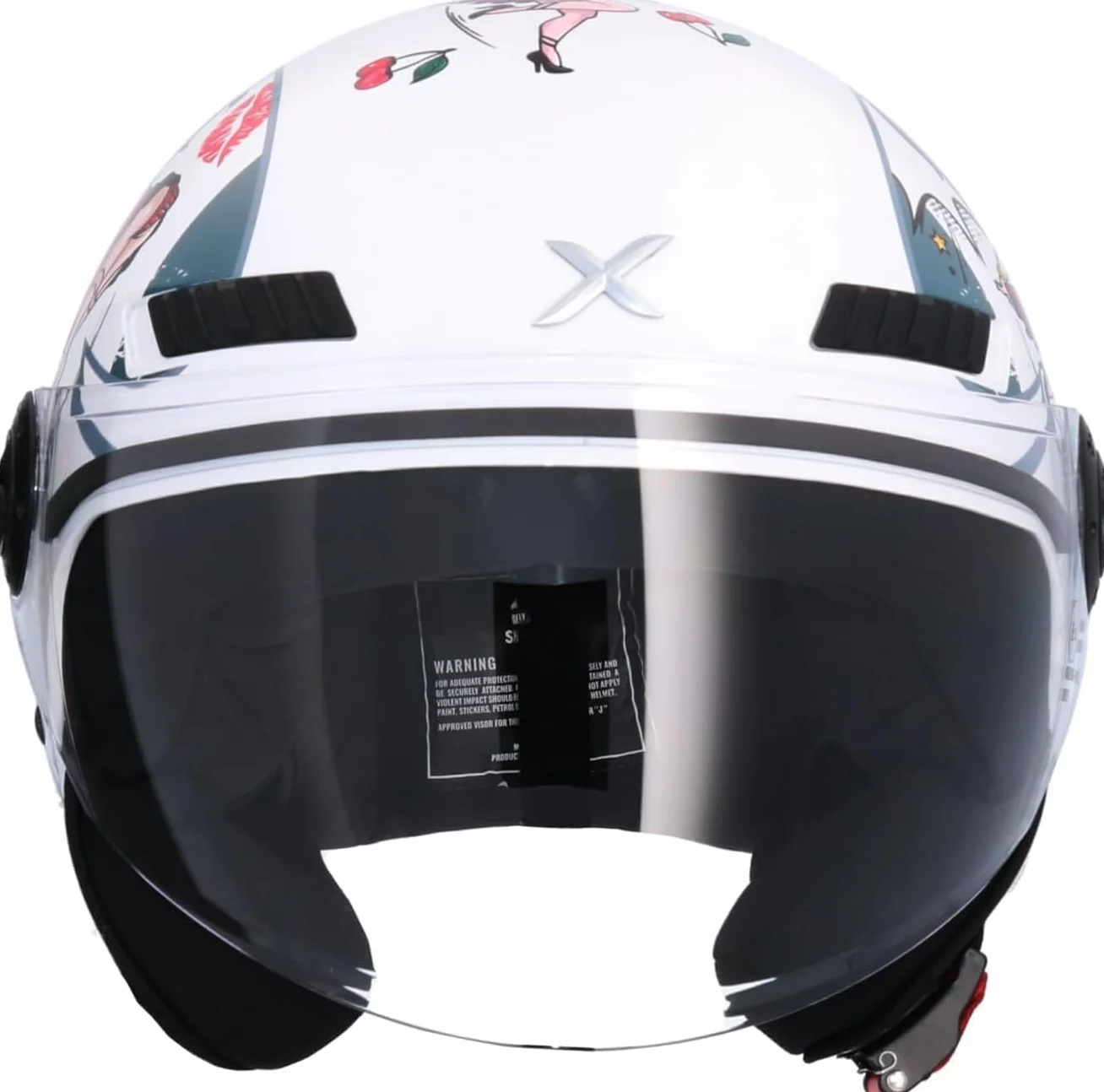 Casque Moto Shiro BYUP ECE La Betty Blanc Taille S (55/56) pour Homme Femme
