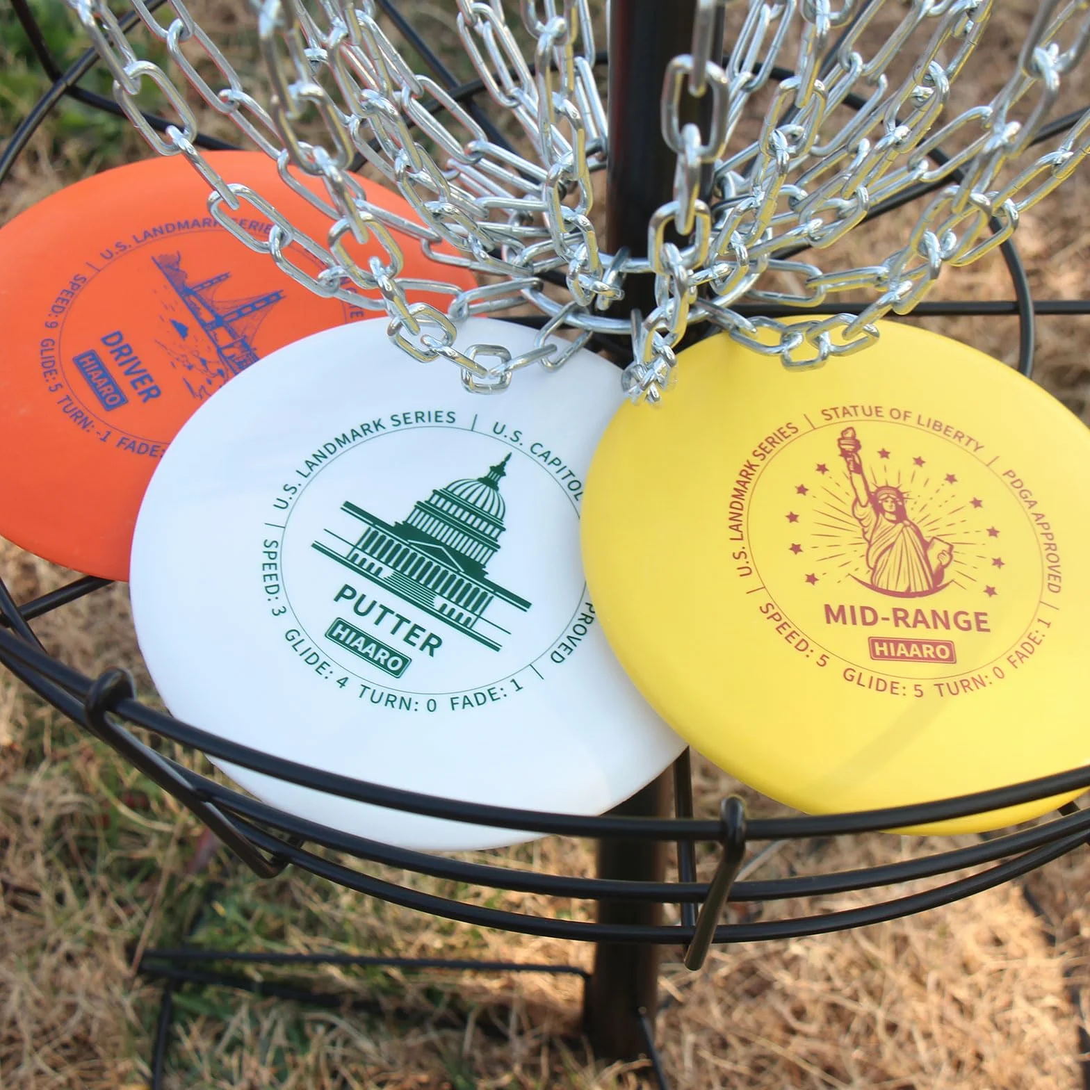 Kit de Disc Golf PDGA Classe 150 145-150g Série U.S. Landmark 2Driver 2Mid-Range 2Putter 1Mini Marqueur