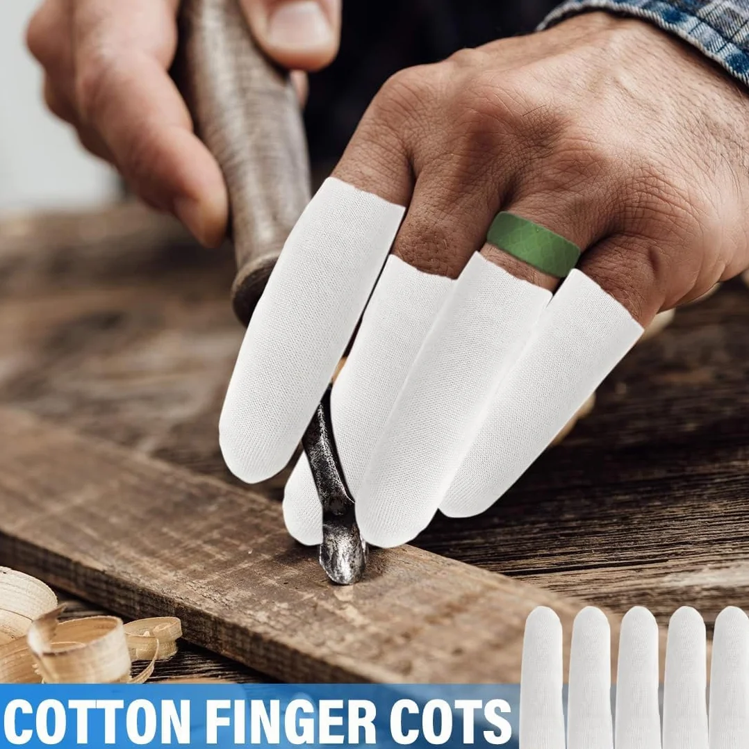 WeddHuis Lot de 50 Doigtiers Protège Doigt en Coton – Protection Doigt Main Respirante pour Eczéma et Arthrite