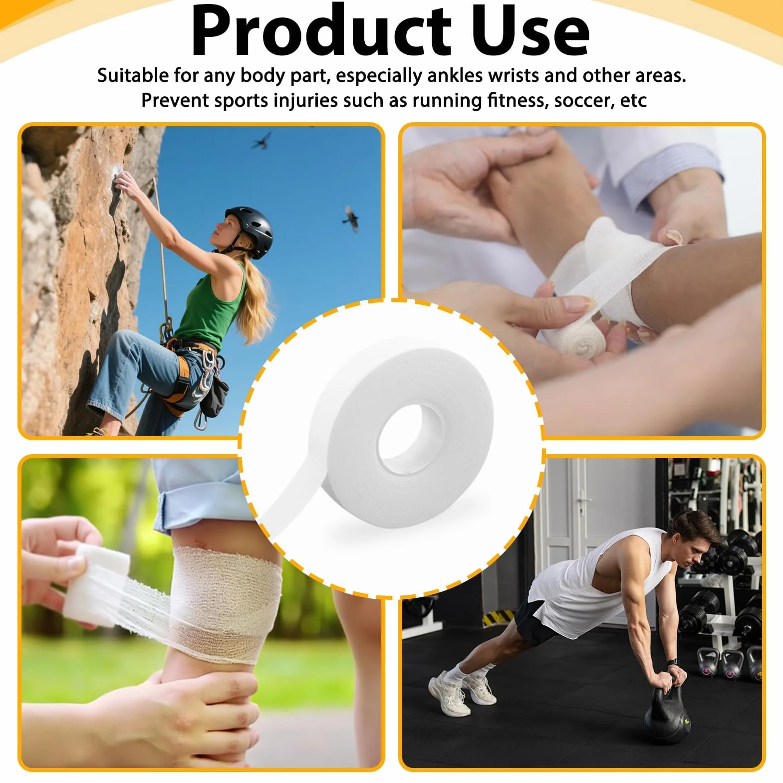 Tape Sportif pour Doigts 10M 1,5cm, Bande Sportive pour Prévention des Blessures et Soutien