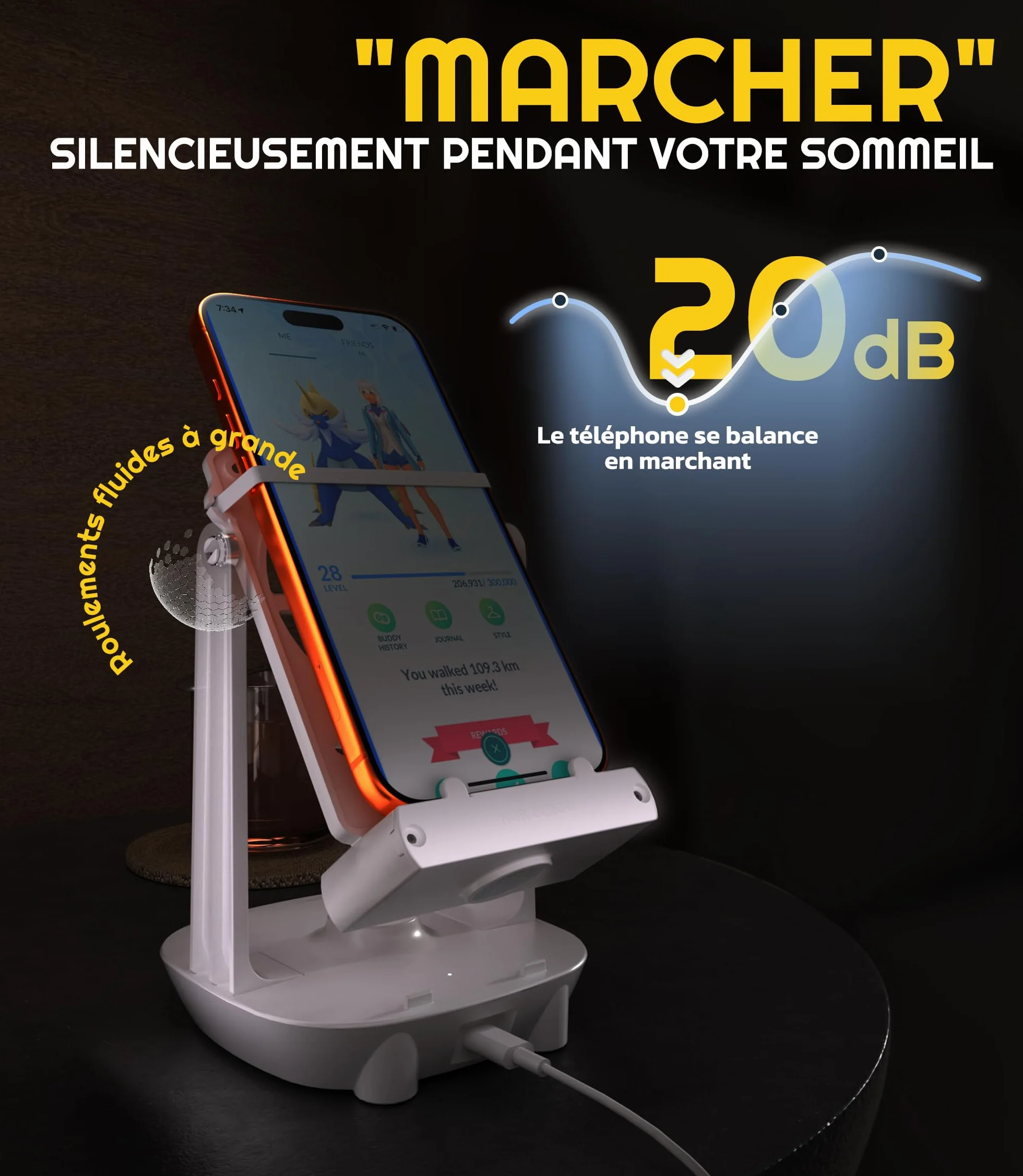 NEWZEROL Podomètre Téléphone Portable Compatible Pokemon Go Plus Accessoire Blanc