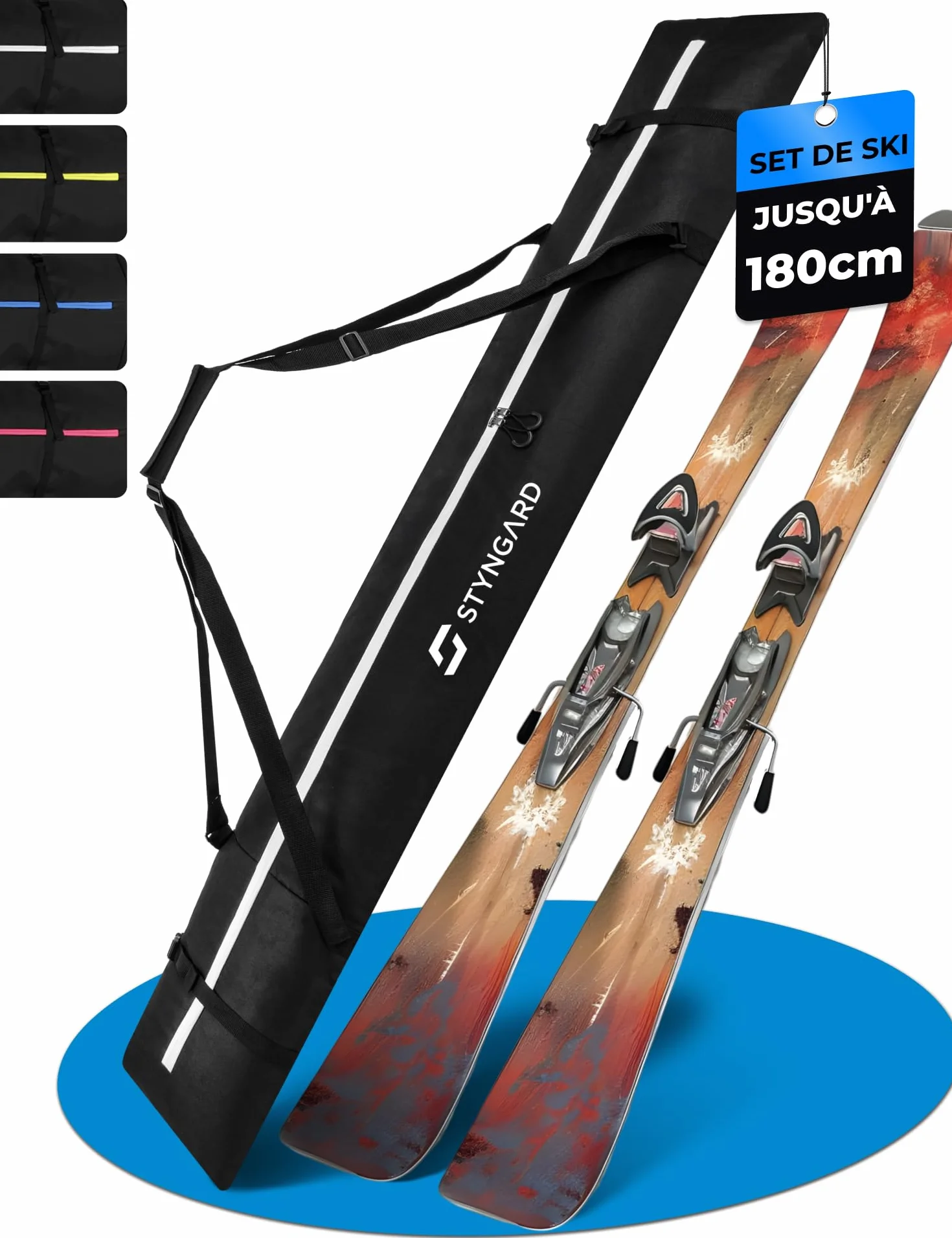 STYNGARD Housse à Skis 180 cm Sac à Skis Robuste Fermetures éclair Modèle Aspen