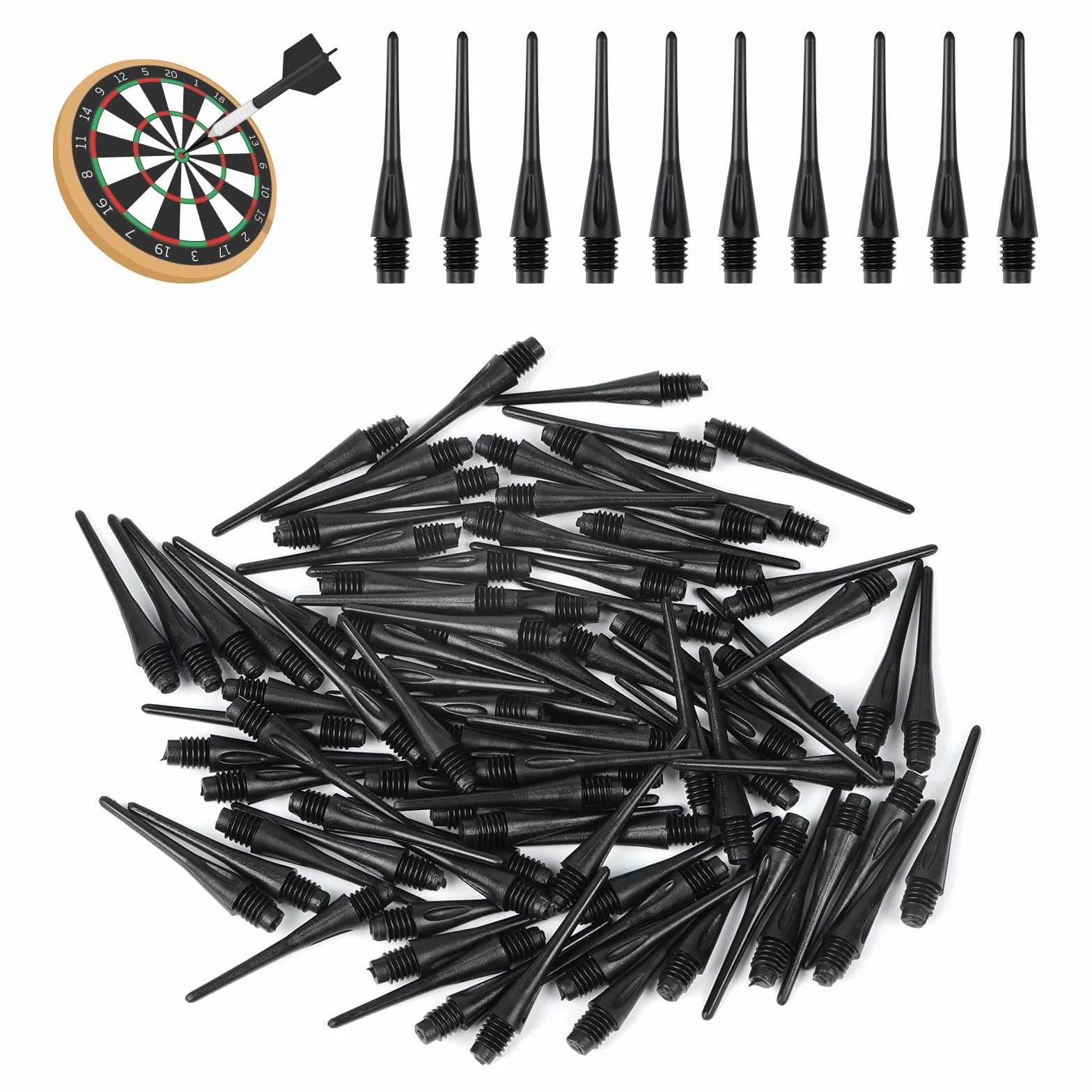 Flintronic 100/200 Pièces Pointes de Fléchettes, Embout avec Filetage 2BA, Souple, Rechange pour Débutants