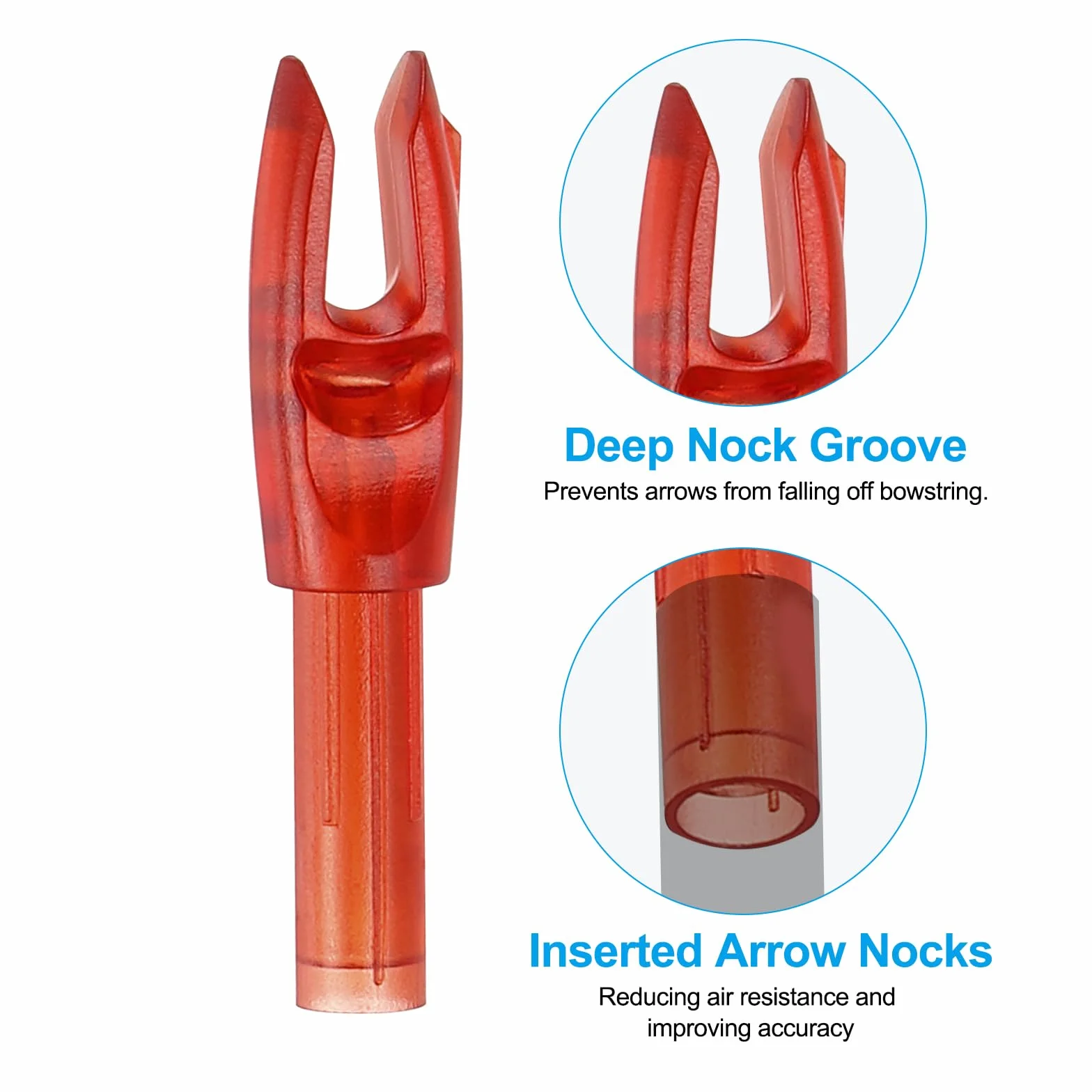 PATIKIL Encoches de Flèche d'Archerie 4,2 mm 0,165", 50 Pièces Insert Clair, Rouge