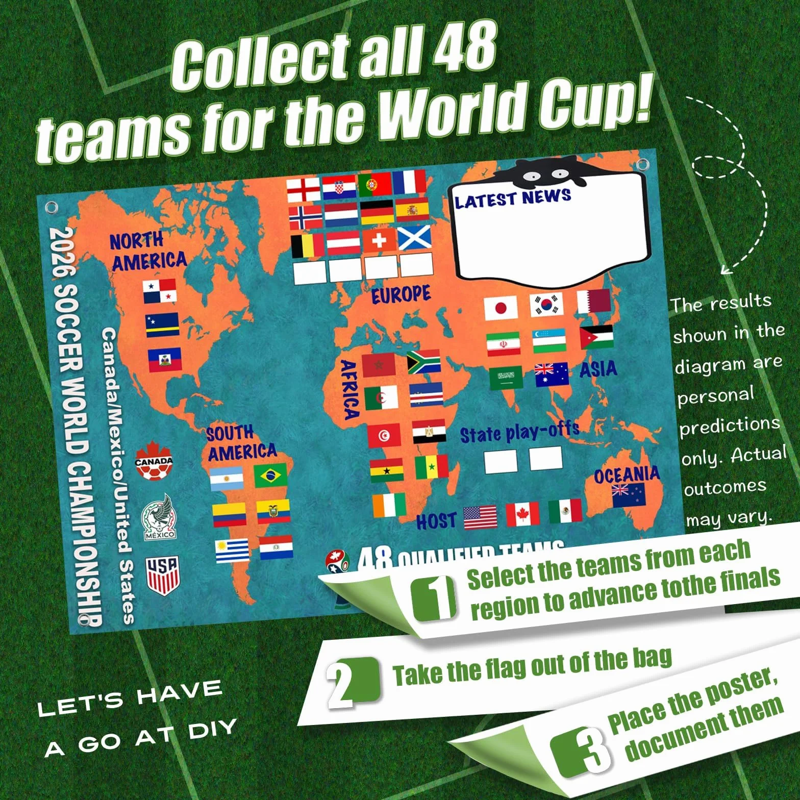 Affiche Coupe du Monde 2026 Double Face 77x54 cm Décoration Football