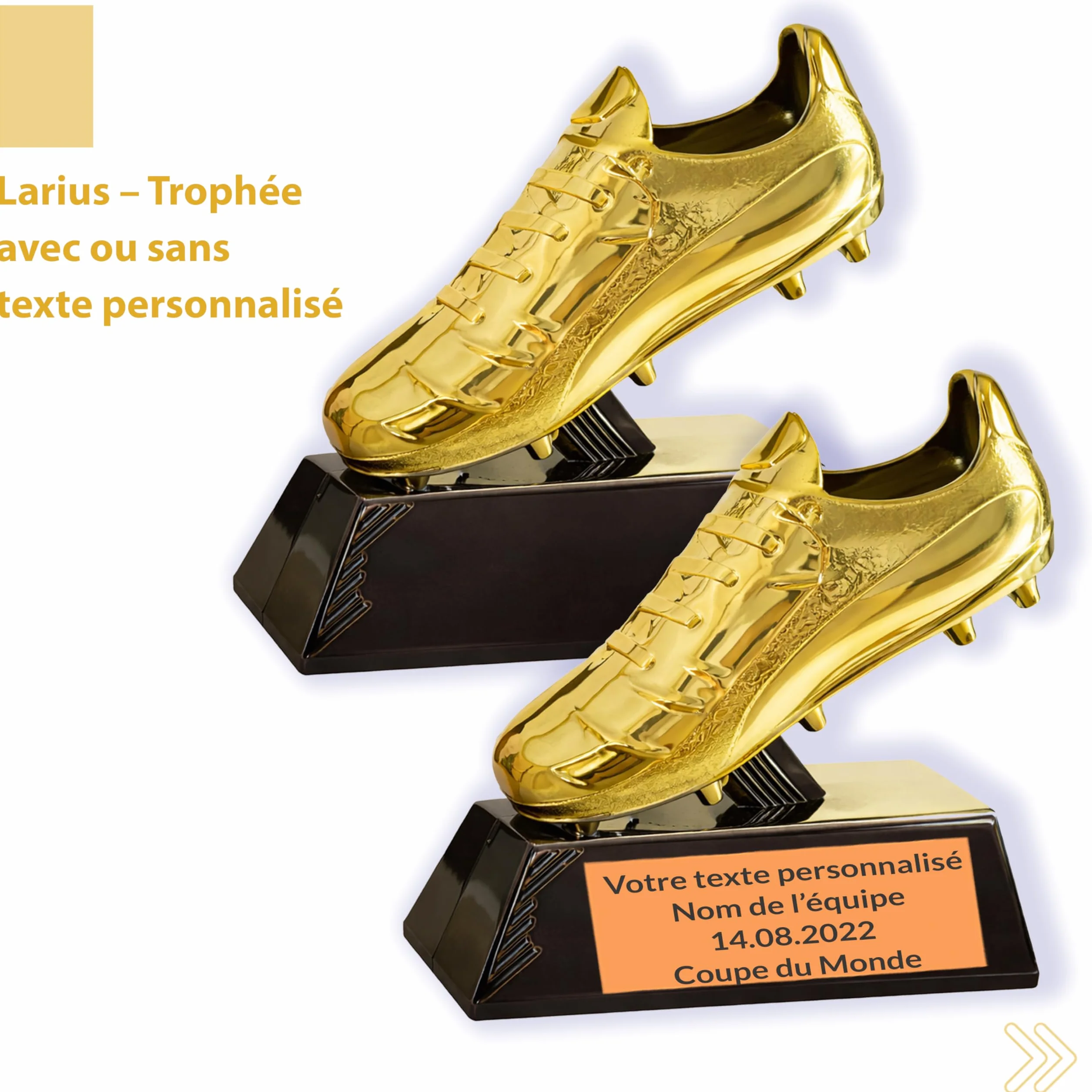 Larius Trophée de football dorée 13,5 cm 212 g avec gravure en option Coupe gagnante pour tournois MVP Goalkeeper King S2