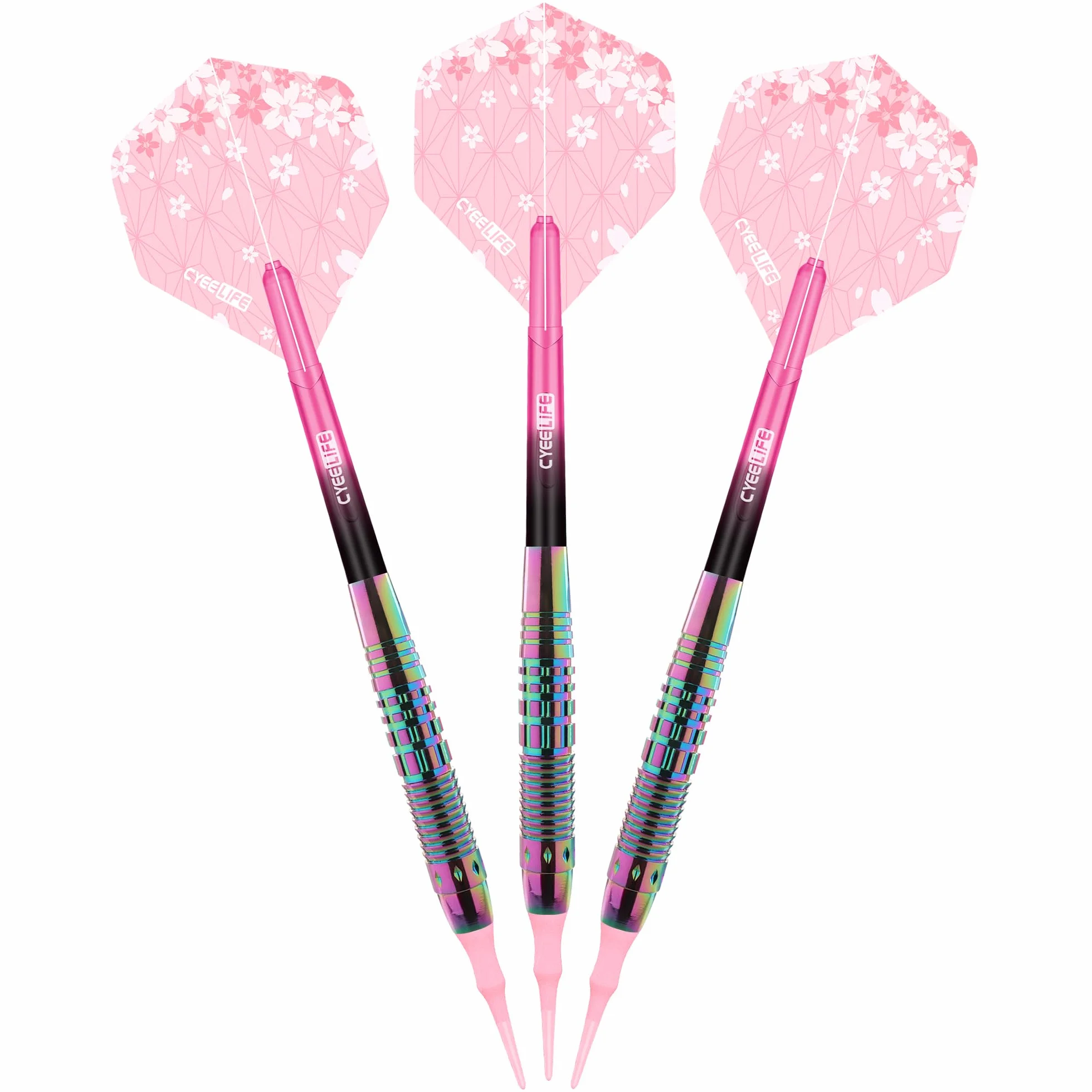CyeeLife Fléchettes Professionnelles avec Pointe Plastique 3 Pièces pour Cible Électronique, Set Softdarts avec 6 Fléchettes + Étui
