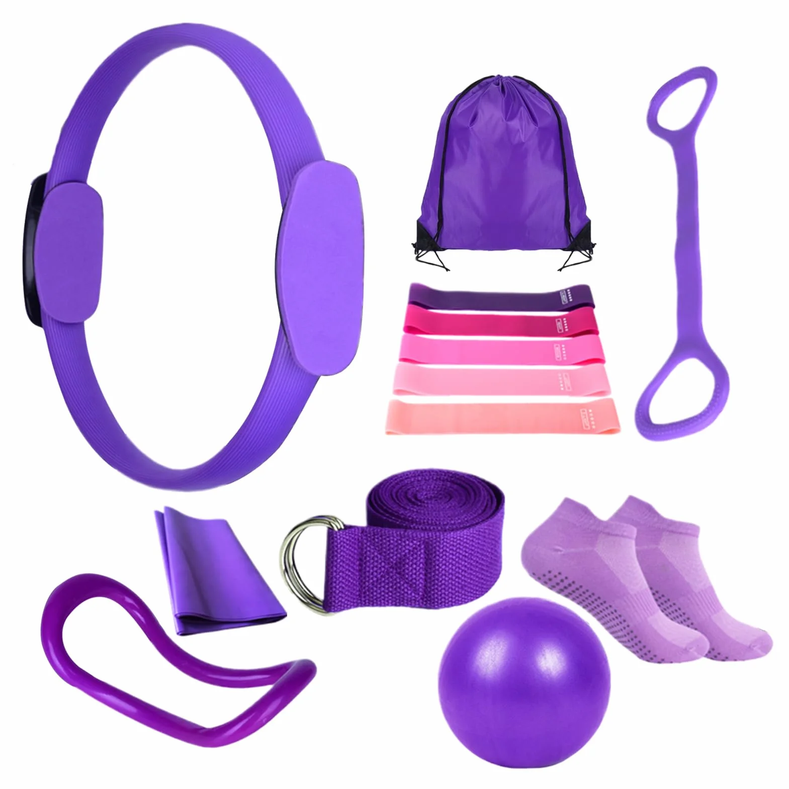 Kit Pilates Maison, Ensemble Yoga Pilate Femme, Accessoires Gymnase Domicile Stabilité Flexibilité Force