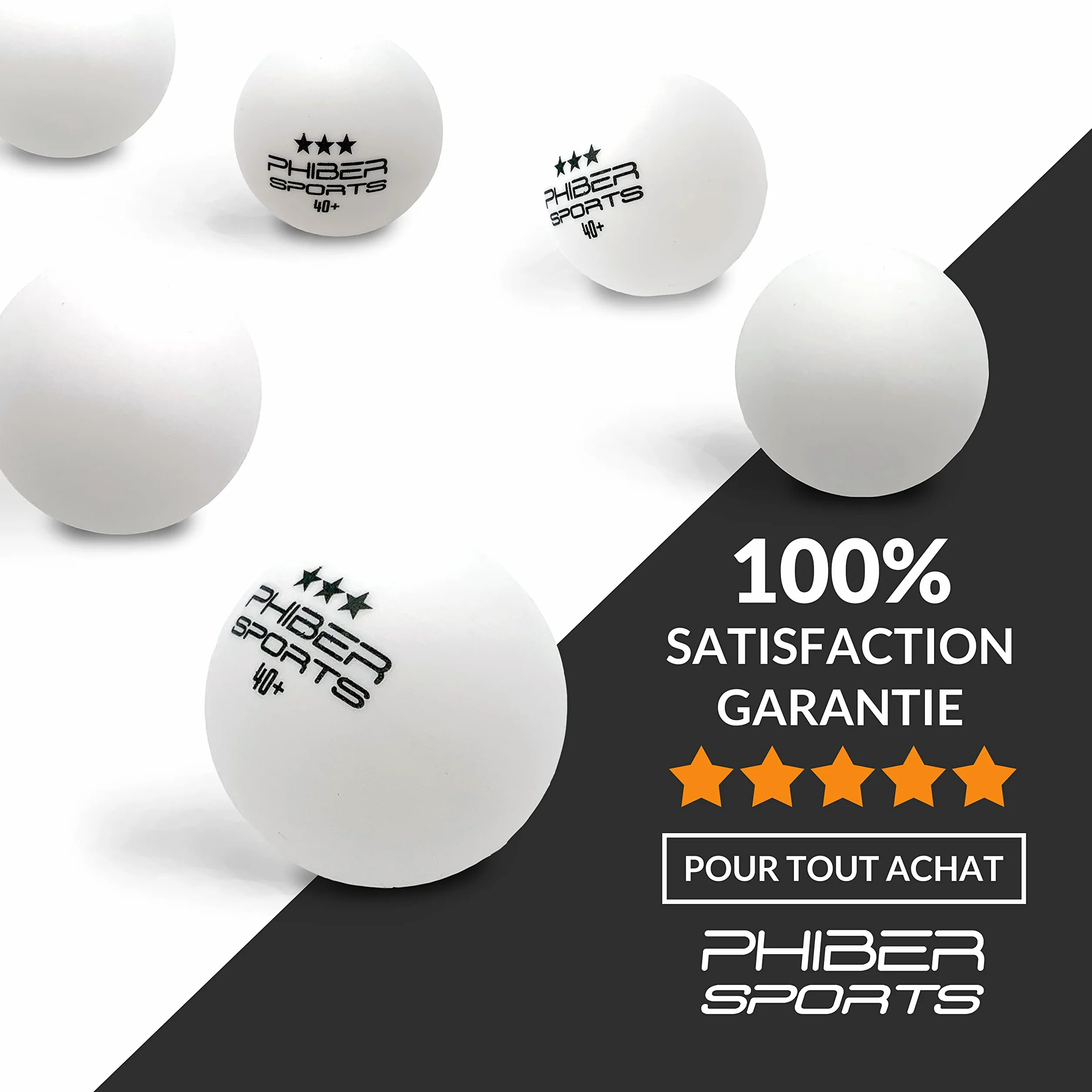 PHIBER-SPORTS Balles de Tennis de Table 3 étoiles 24 pièces