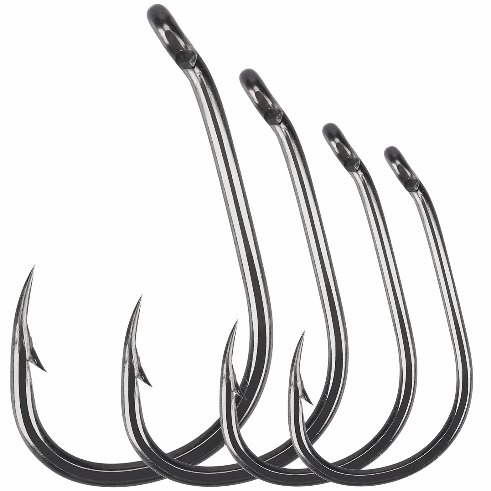 Hameçons Carp avec Ardillon Lot de 50 - Taille 2, 4, 6, 8, 10 - Tige Incurvée Revêtue de Téflon Hameçon Large