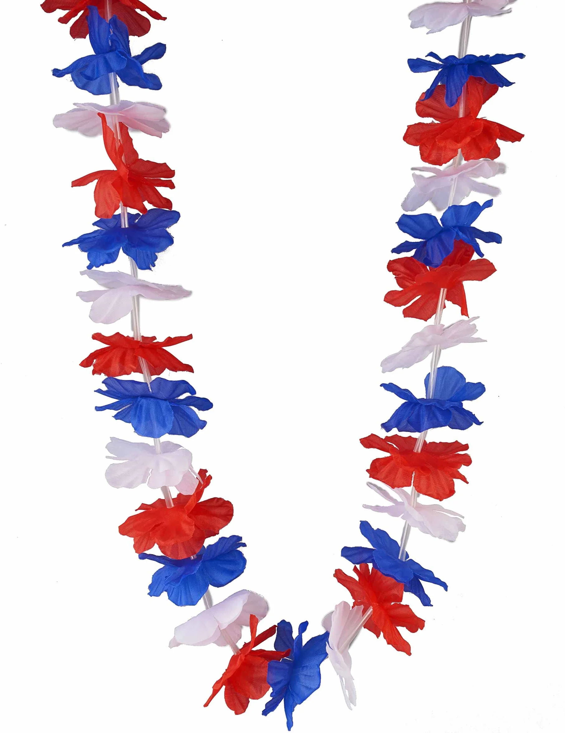 Collier hawaï tricolore France adulte Taille Unique Accessoires déguisement Tissu plastique