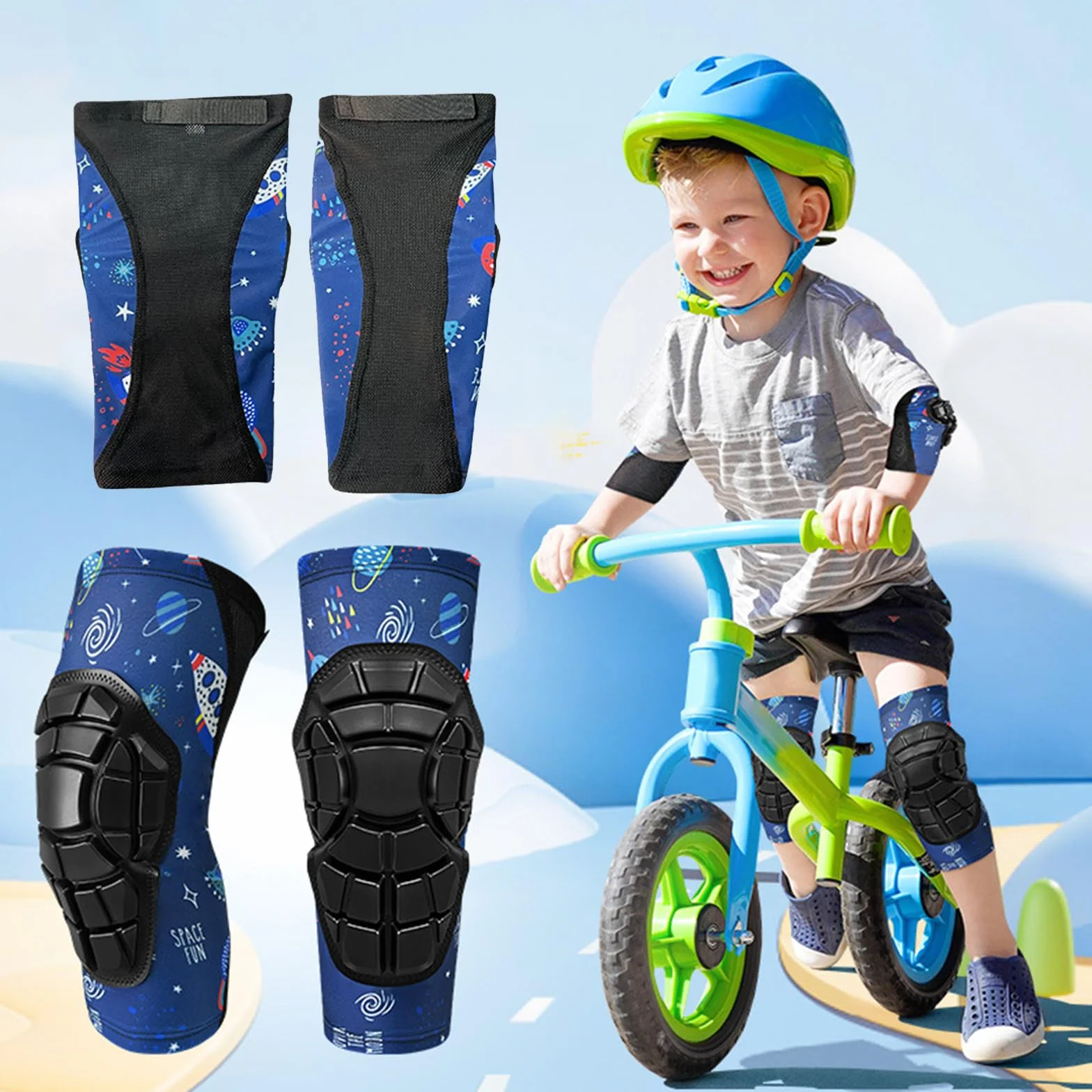 Genouillère enfant Vélo Rugby Protège-genoux Respirant Protection anti-choc S-3-5ans