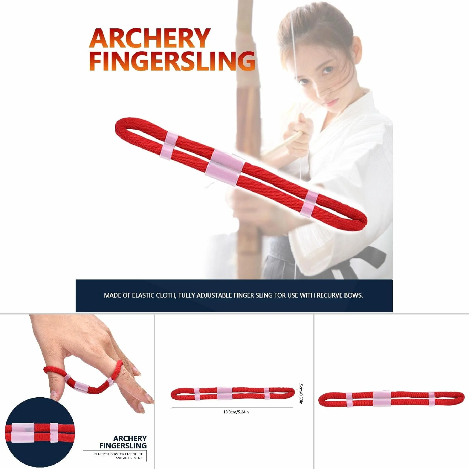 Alomejor Archery Finger Sling élastique réglable pour Arc recourbé