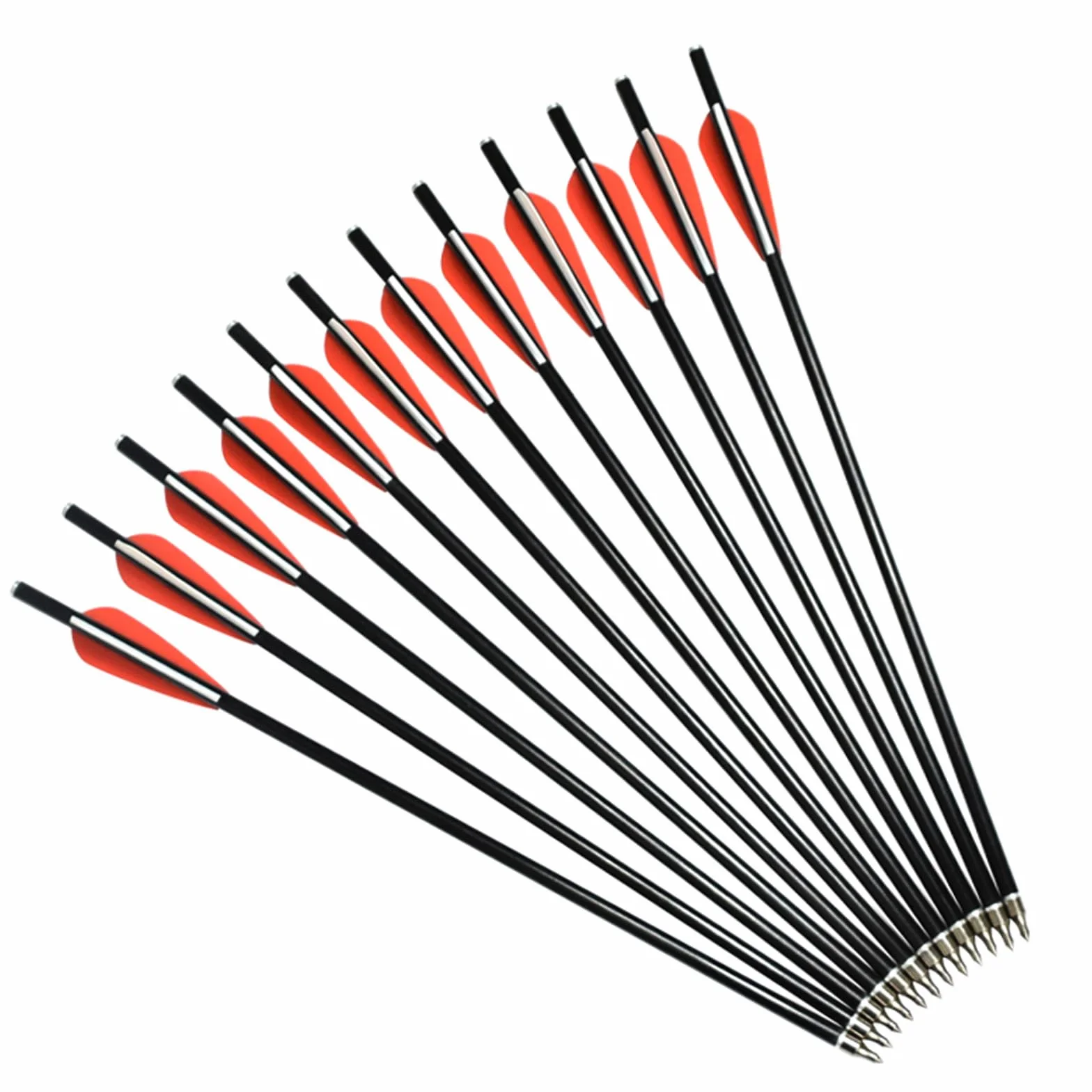 Arbalète boulons flèches Fibre de Verre 12" 14" 16" Chasse tir à l'arc Cible avec 100 Pointes de flèche