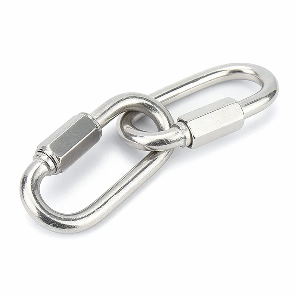 Lot de 4 Maillons Rapides M6 Acier Inoxydable 304 Mousqueton INOX Vis Ovale pour Camping Randonnée