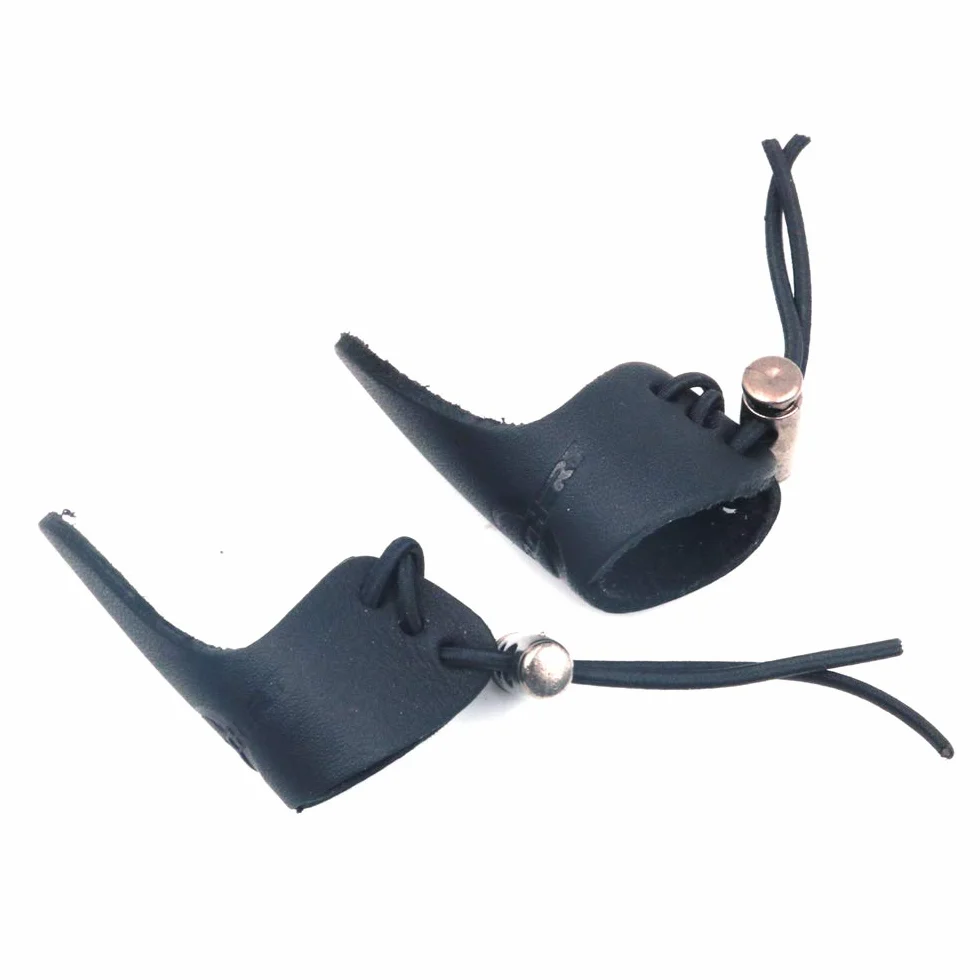 Lot de 2 doigts de tir à l'arc en cuir pour pouce et flèche - Noir