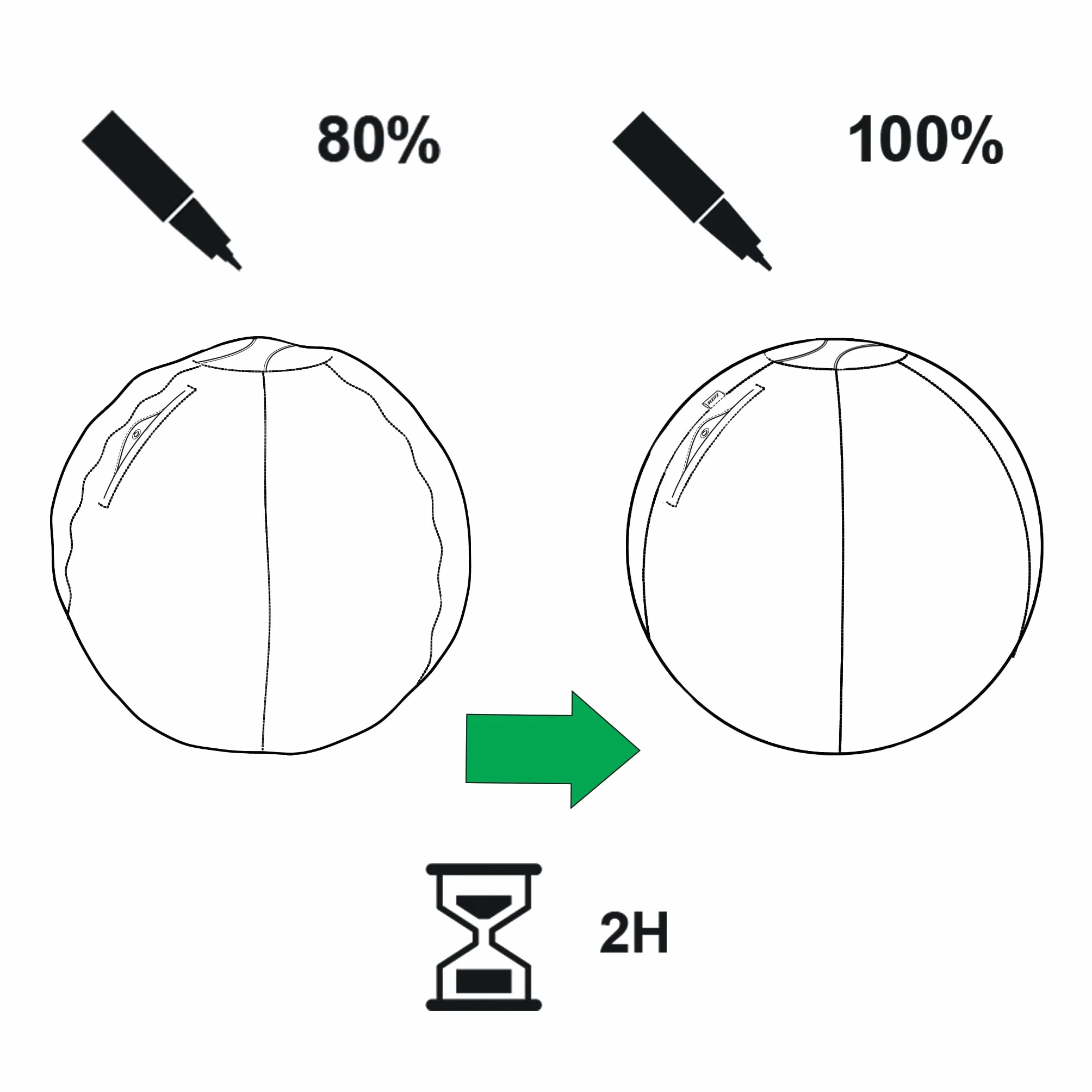 Leitz Siège Ballon Ergonomique Bureau 65 cm Housse Tissu Balle d'Assise Pompe Air Manuelle Ergo Cosy