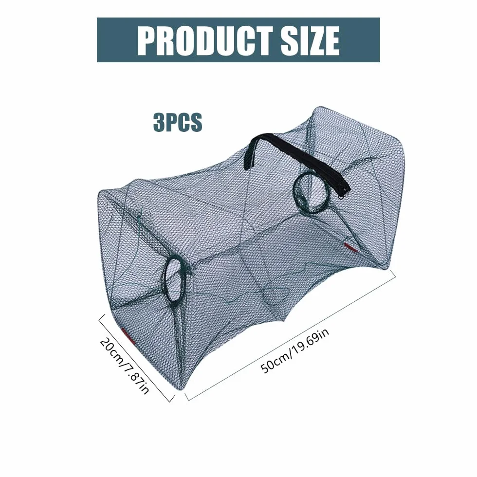 Nasse à Poisson 50x20cm Filet Pêche Pliable Piège à Crevettes Écrevisses Homards