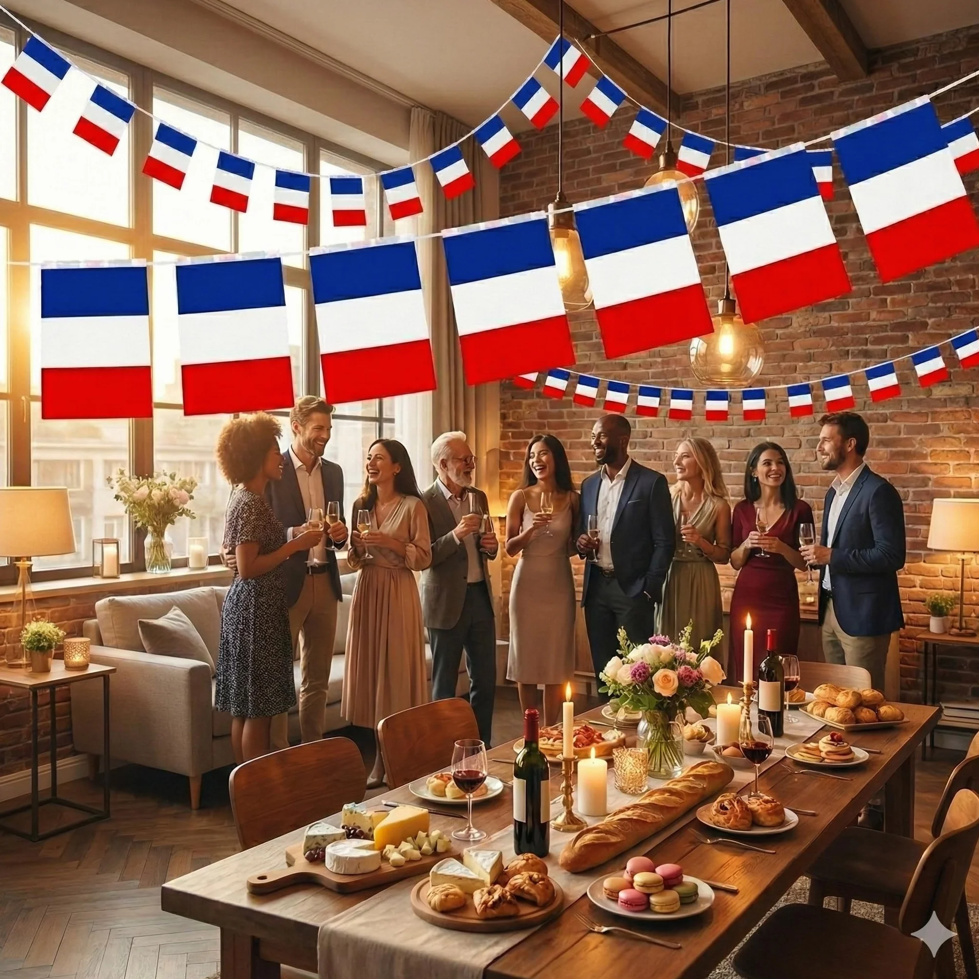 Drapeau Français Guirlande De Fanions 10m 30 Fanions 14x21cm Résistante Aux Intempéries Pour Coupe Du Monde 2026
