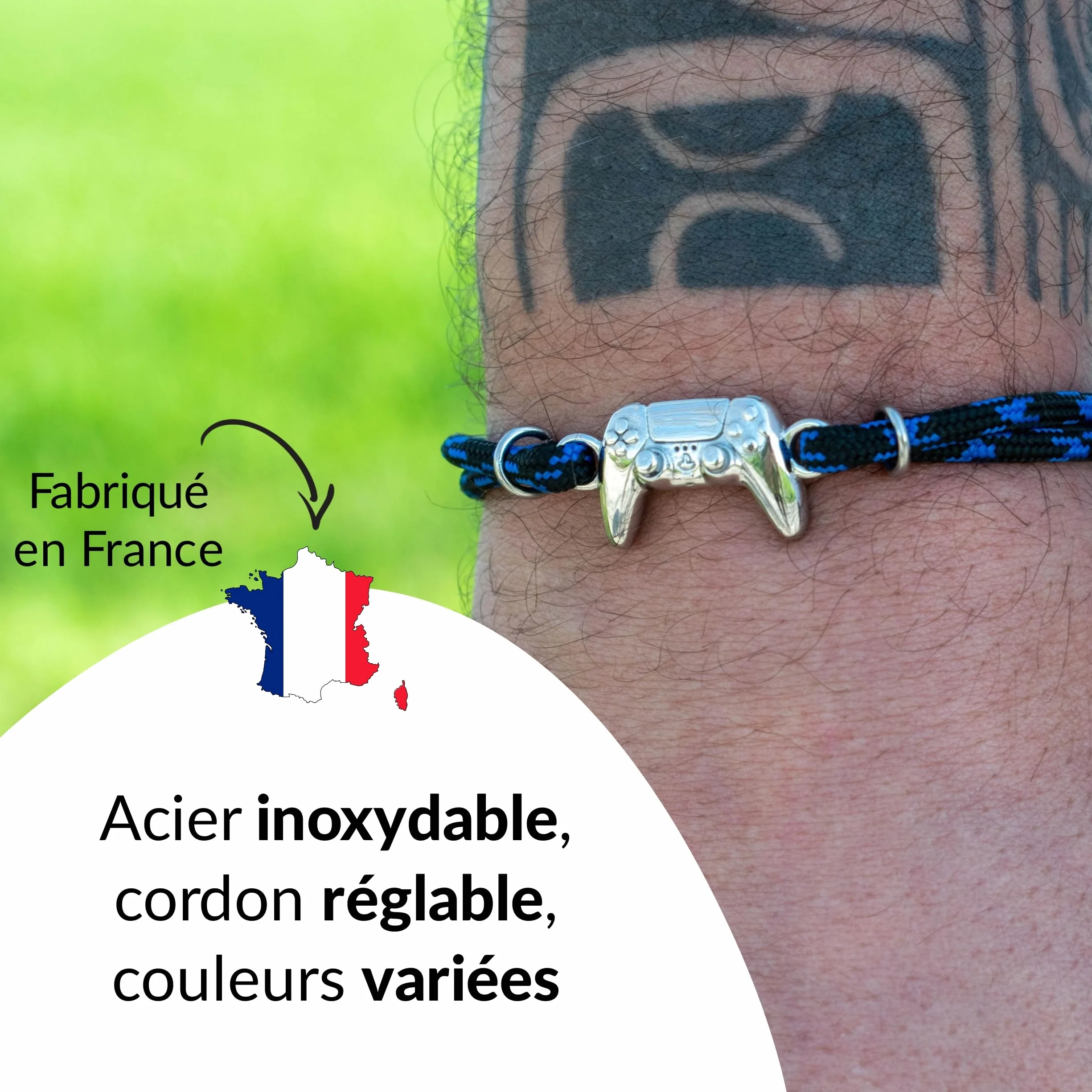 Ernestine Bracelet acier inoxydable gamer manette playstation PS5 cadeau joueur console