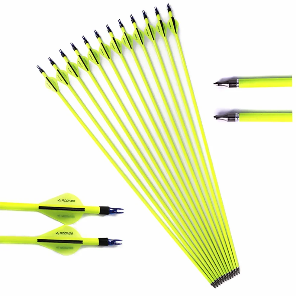 ACCMOS 6/12/24/48pièces Flèches Pro en Carbone Mixte 22.5-30pouces Spine 500 pour Arc Recurve Arc à Poulies