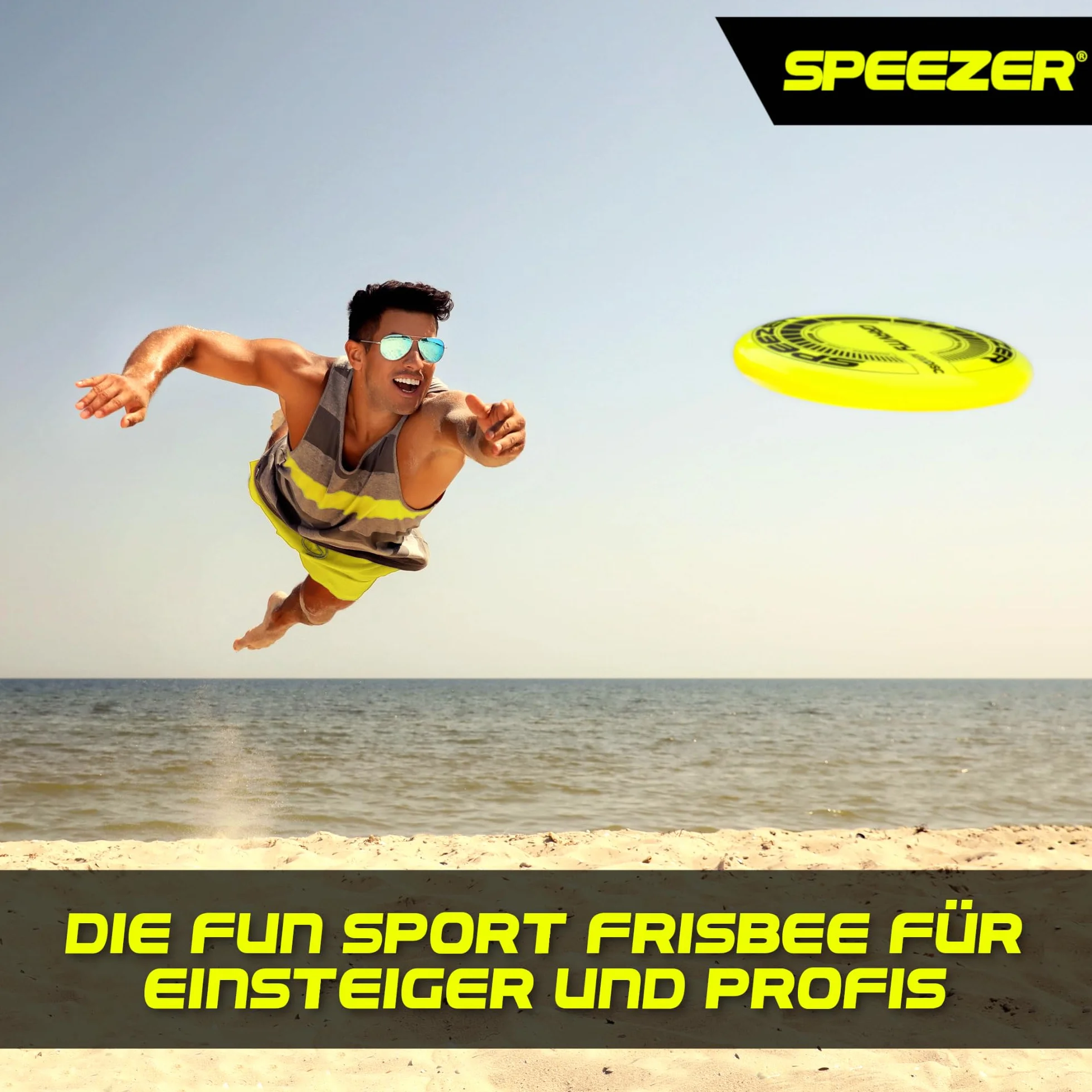 SPEEZER® Gravity Frisbee 175 g – Disque de lancer professionnel jaune fluo – Jeu de sport en plein air – Frisbee pour enfants et adultes