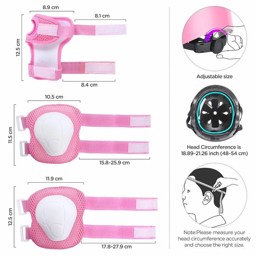 Casque Vélo Enfant Kit de Protections Genouillères Coudières Poignet pour Skateboard Roller BMX