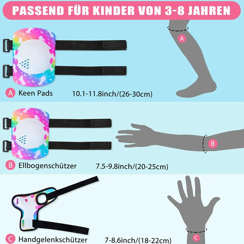 Kit Protection Roller Enfant Fille Genouillère Coude Poignet Ajustable Skateboard