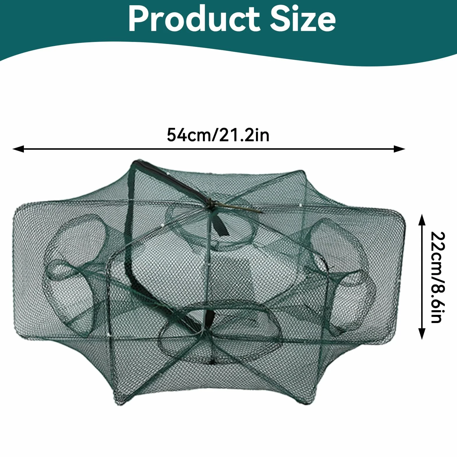 Cyrank Piège à ménés 6/12 Trous Filet de pêche Pliable avec épuisette pour Poissons-appâts