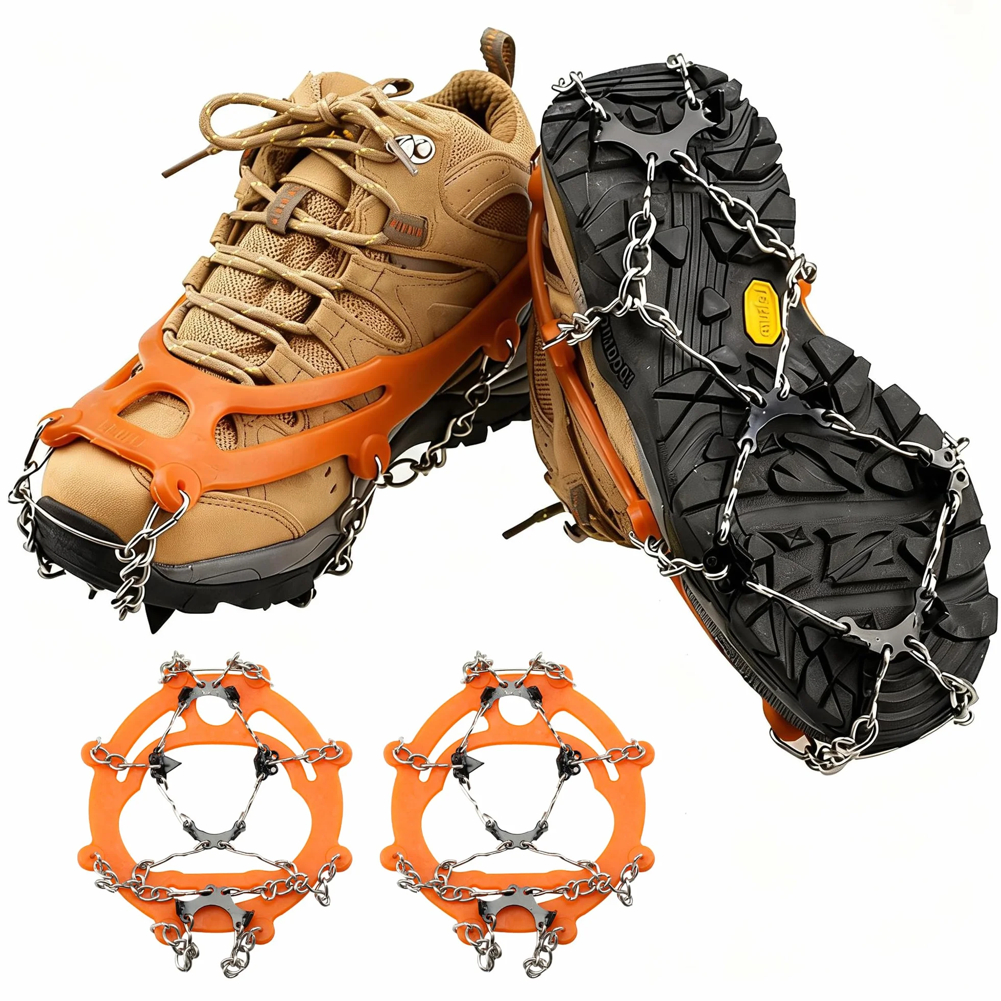 Crampons en Acier Inoxydable et Silicone Anti-Slip pour la Marche Randonnée Alpinisme Hiver