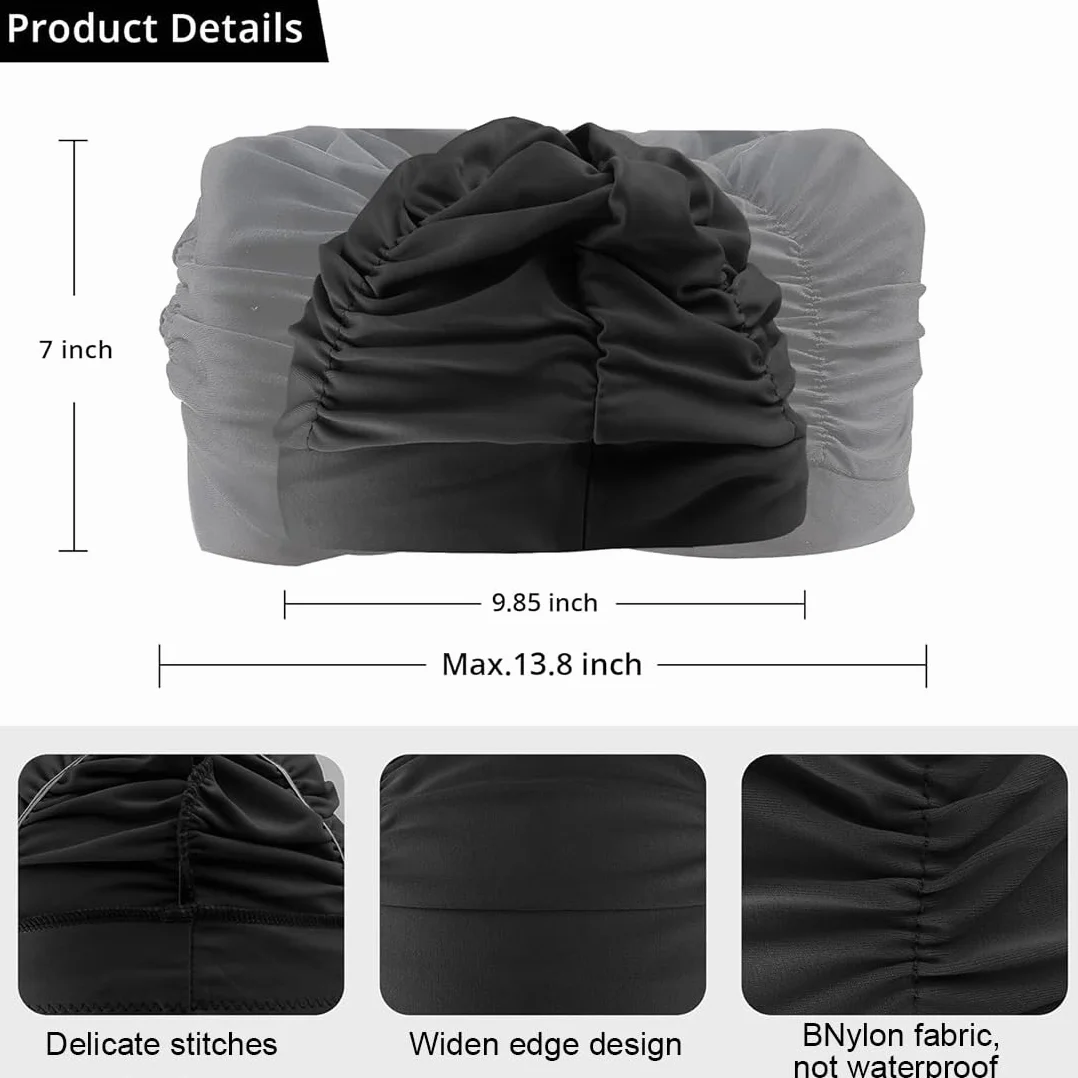 Bonnet de Bain Élastique en Tissu Polyester pour Cheveux Longs