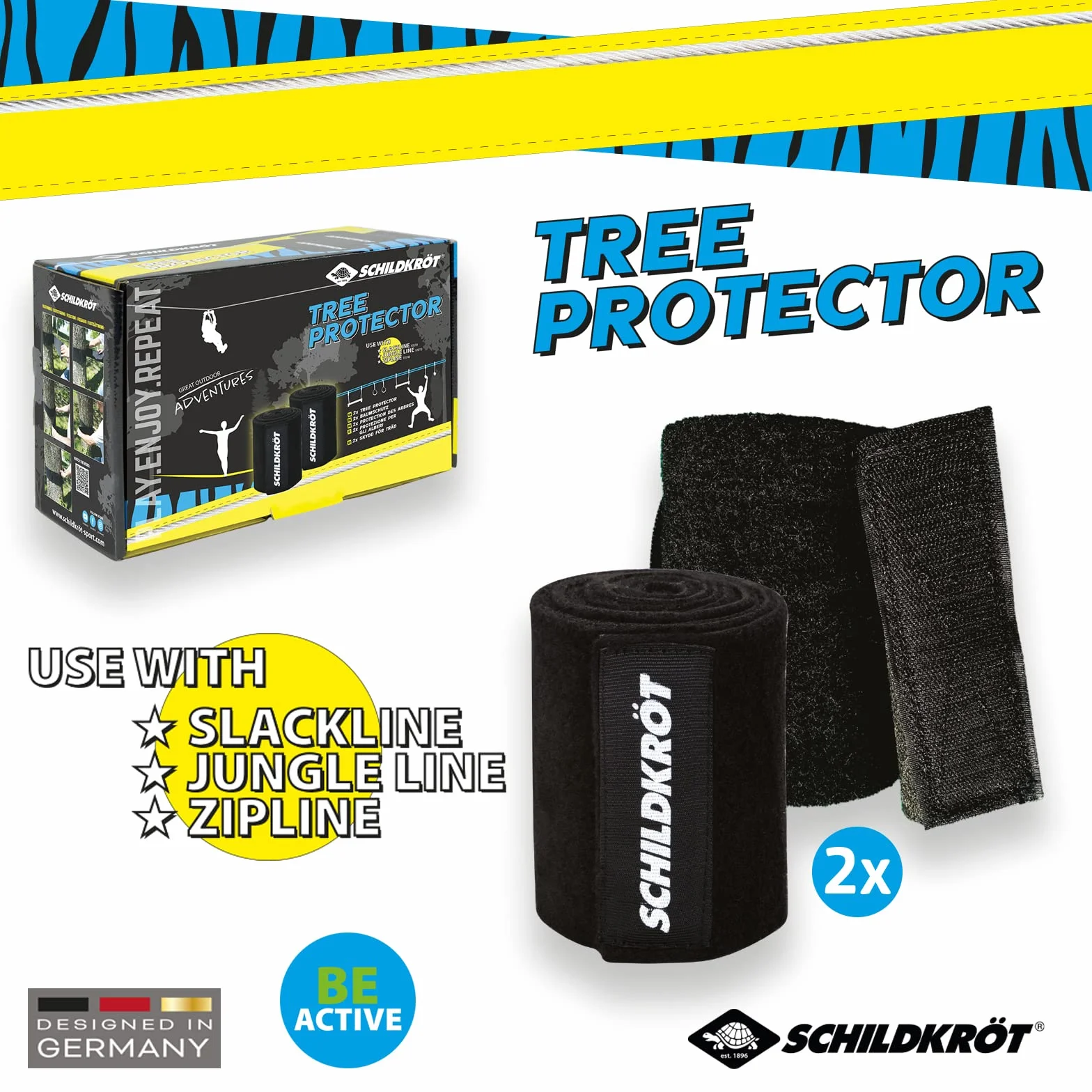 Schildkröt Protection d'arbre pour Slackline, Jungle Line, Zipline, Set Complet XXL