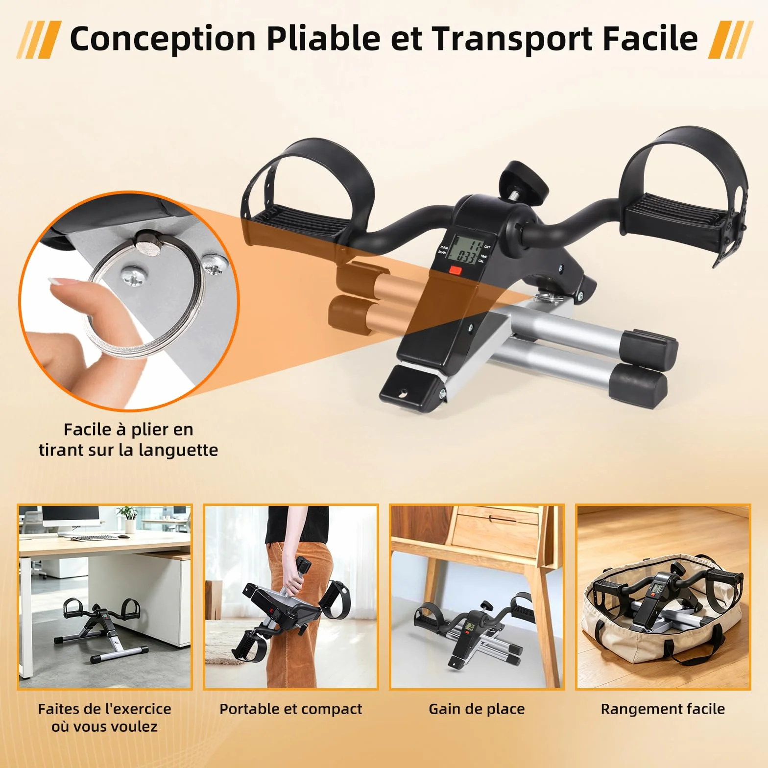 Himaly Mini Exercise Bike Portable Pedal Exerciser with LCD Display Adjustable Resistance
