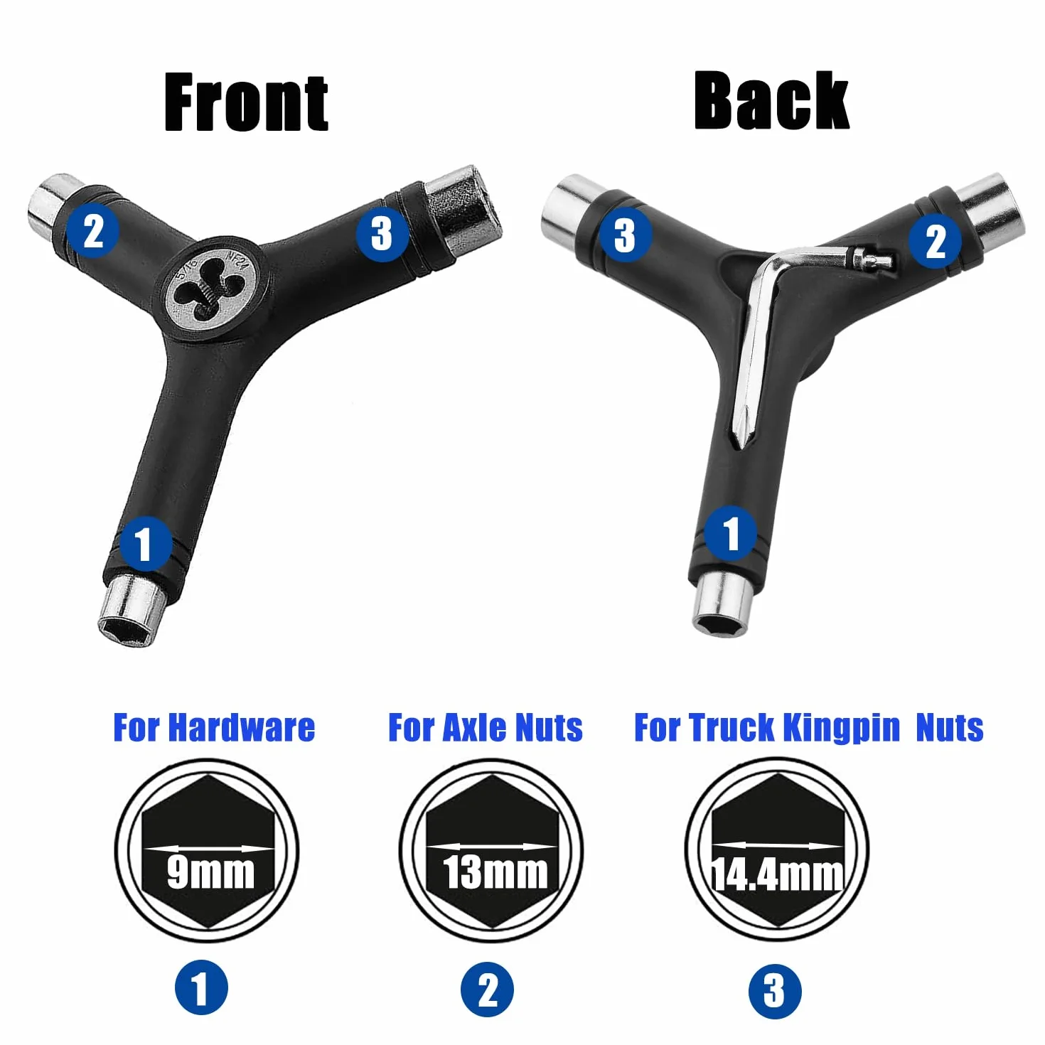 Y-Tool multifonction portable pour skateboard avec clé Allen six pans 15 pièces