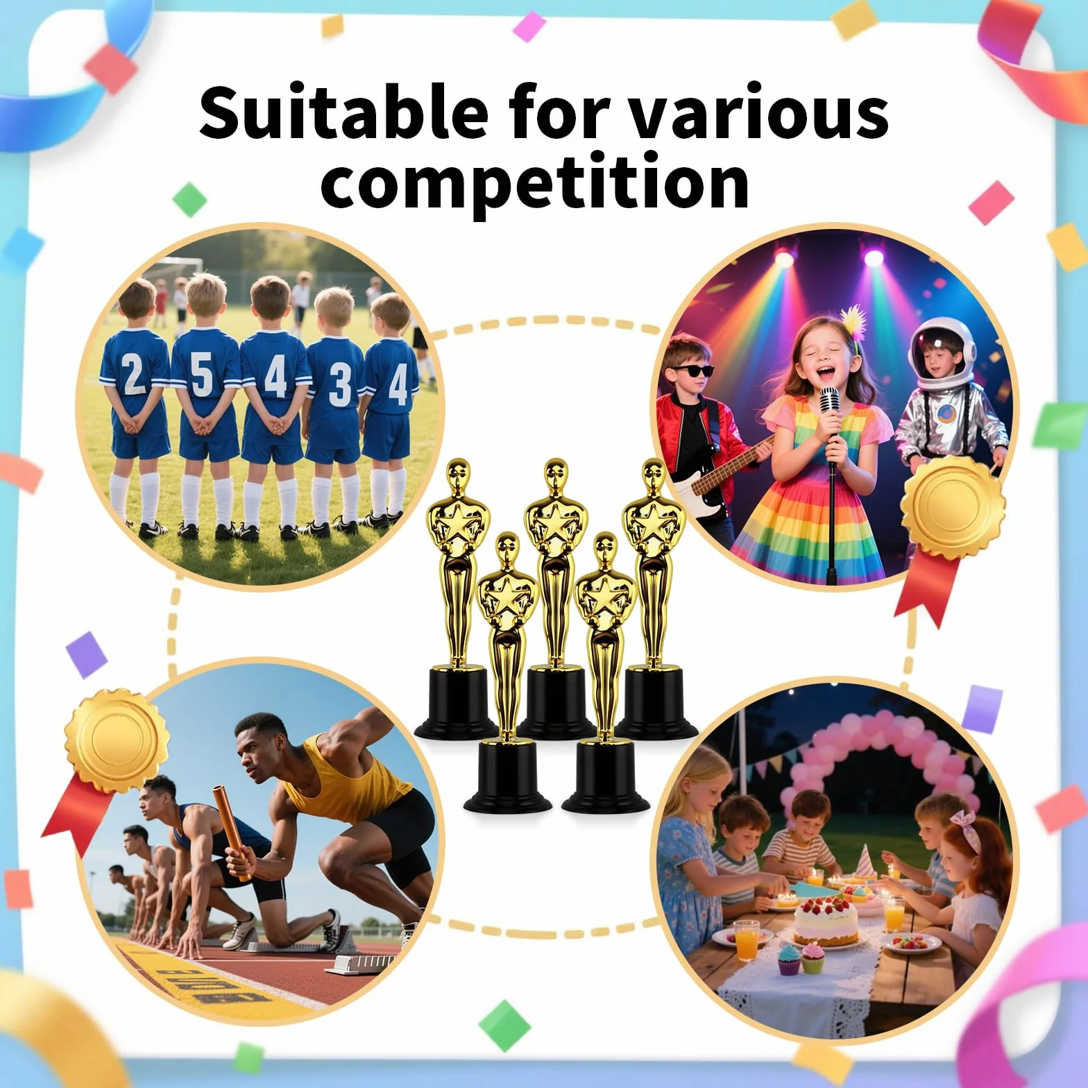 Trophée Doré en Plastique Mini 10 Pièces pour Décorations de Fête, Cadeaux d'École, Prix de Jeu