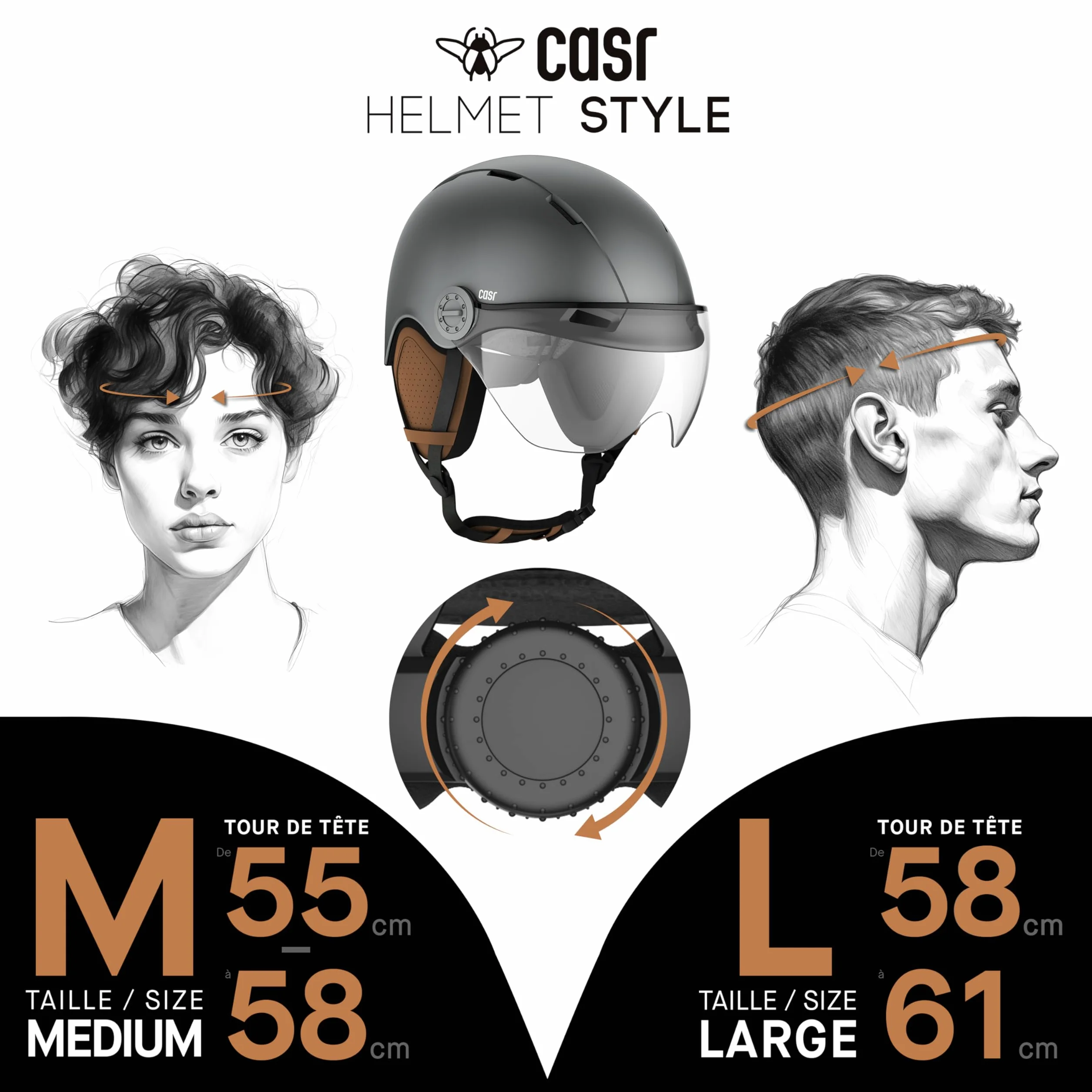 Casque Lifestyle Urbain Vélo Trottinette Électrique Visière Transparente Cache-Oreille Amovibles
