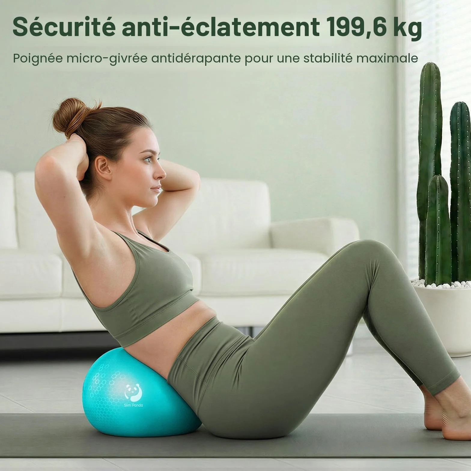 Slim Panda Ballon Pilates Petite 23 cm Anti-Slip Ballon de Gymnastique avec Paille de Gonflage