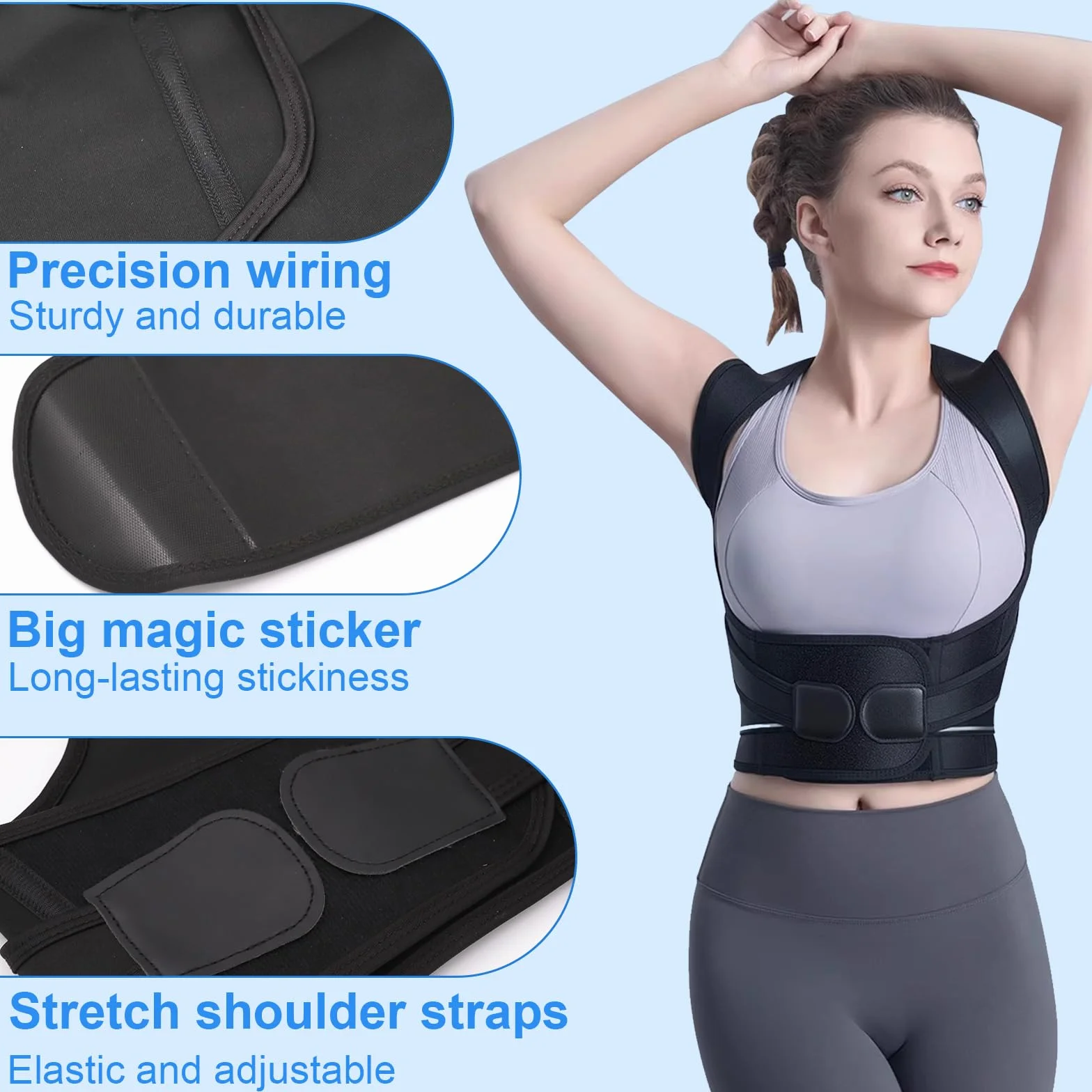 Ceinture de posture réglable correcteur dos épaules soutien colonne vertébrale