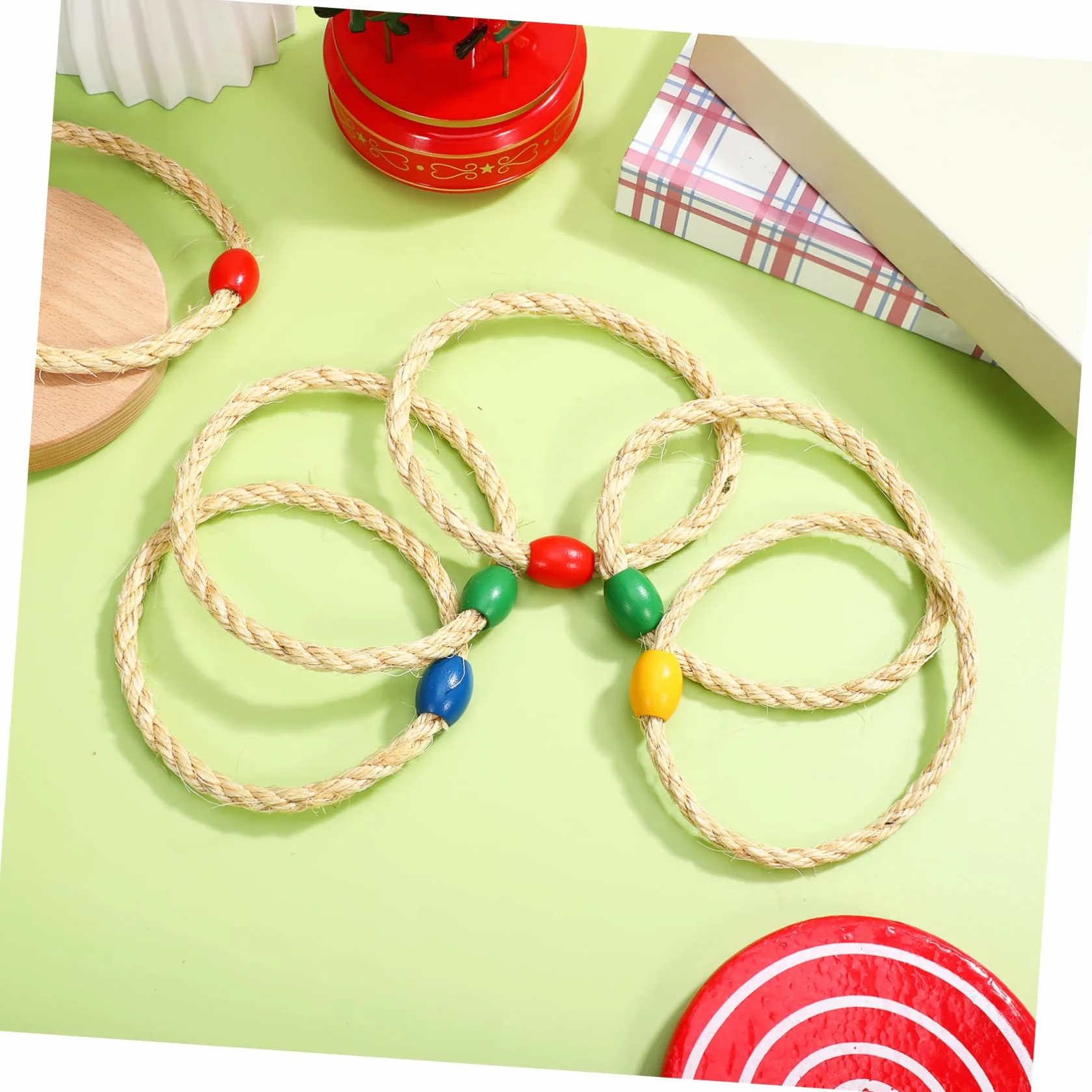 ifundom Jeu de Lancer d'Anneaux en Bois et Corde 10 Pièces - Coordination Main-Œil