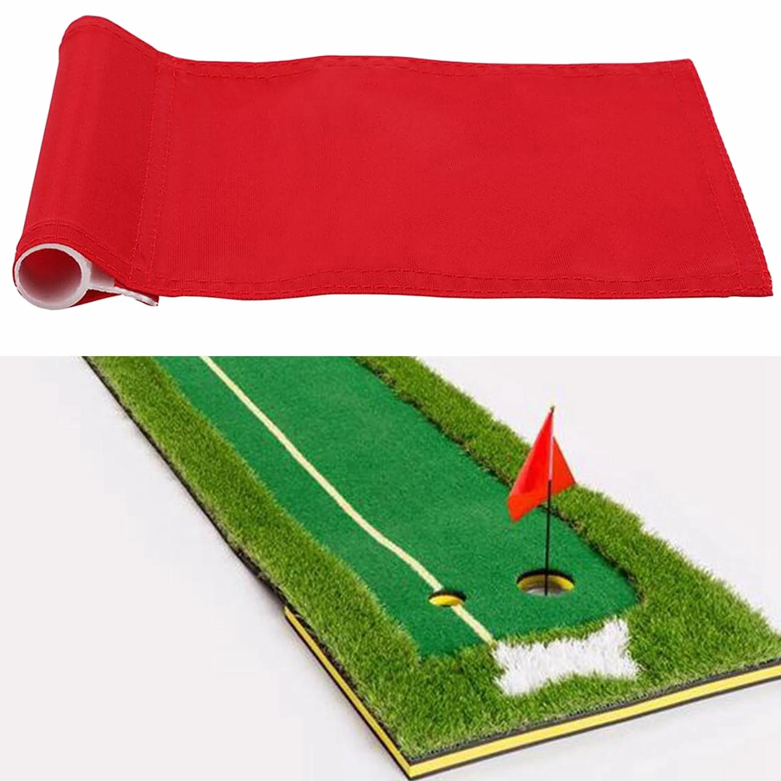 Rockible Mini Drapeau de Golf Double Face 420D Nylon Double Couture Entraînement Vert