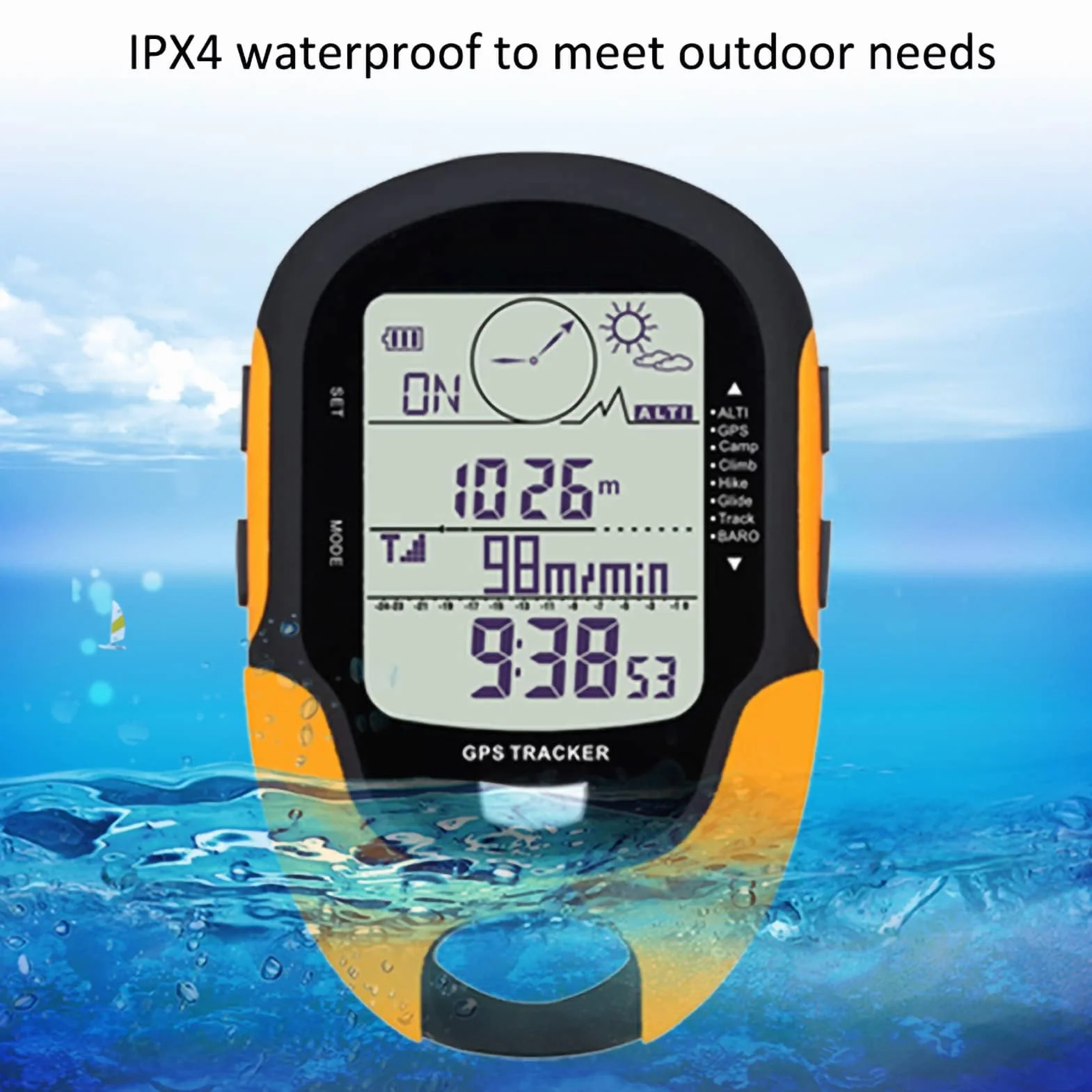Agatige GPS Navigation Tracker IPX4 Altitude Meter Portable Handheld Digital Baromètre Numérique Rechargeable USB Randonnée Chasse