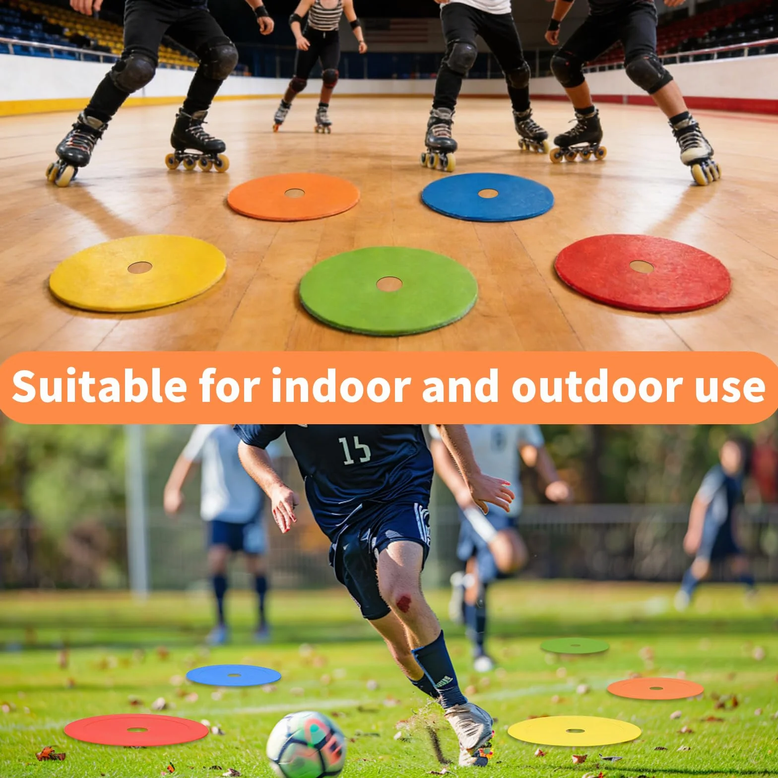 Disques De Marquage 25 Pièces Marqueurs Sol Football Antidérapants Diamètre 15 cm PE Flexible Entraînement D'Agilité Et De Vitesse