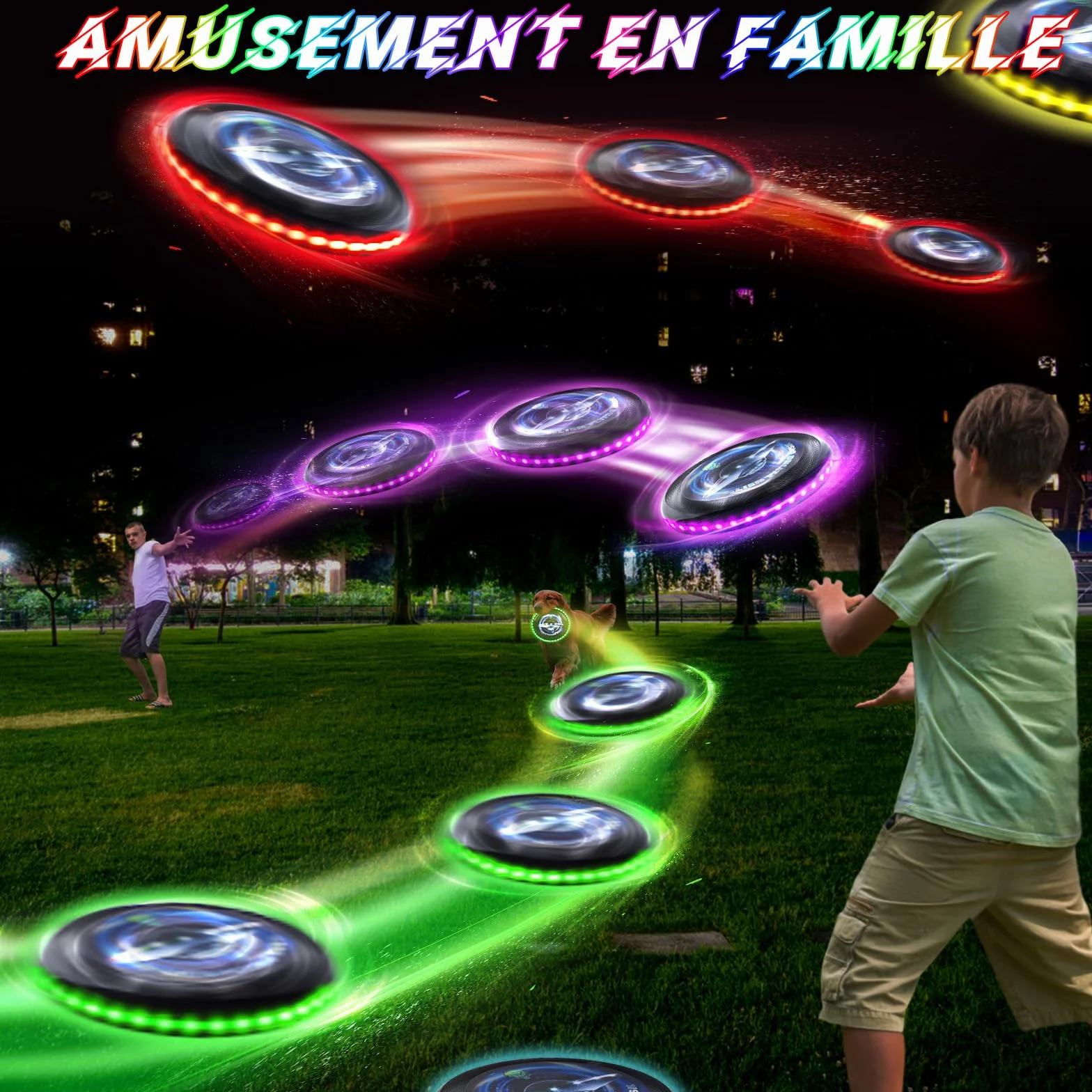 Frisbee Lumineux LED 12 Effets Lumineux Réutilisable Compétition Funsport Adultes Enfants Plage