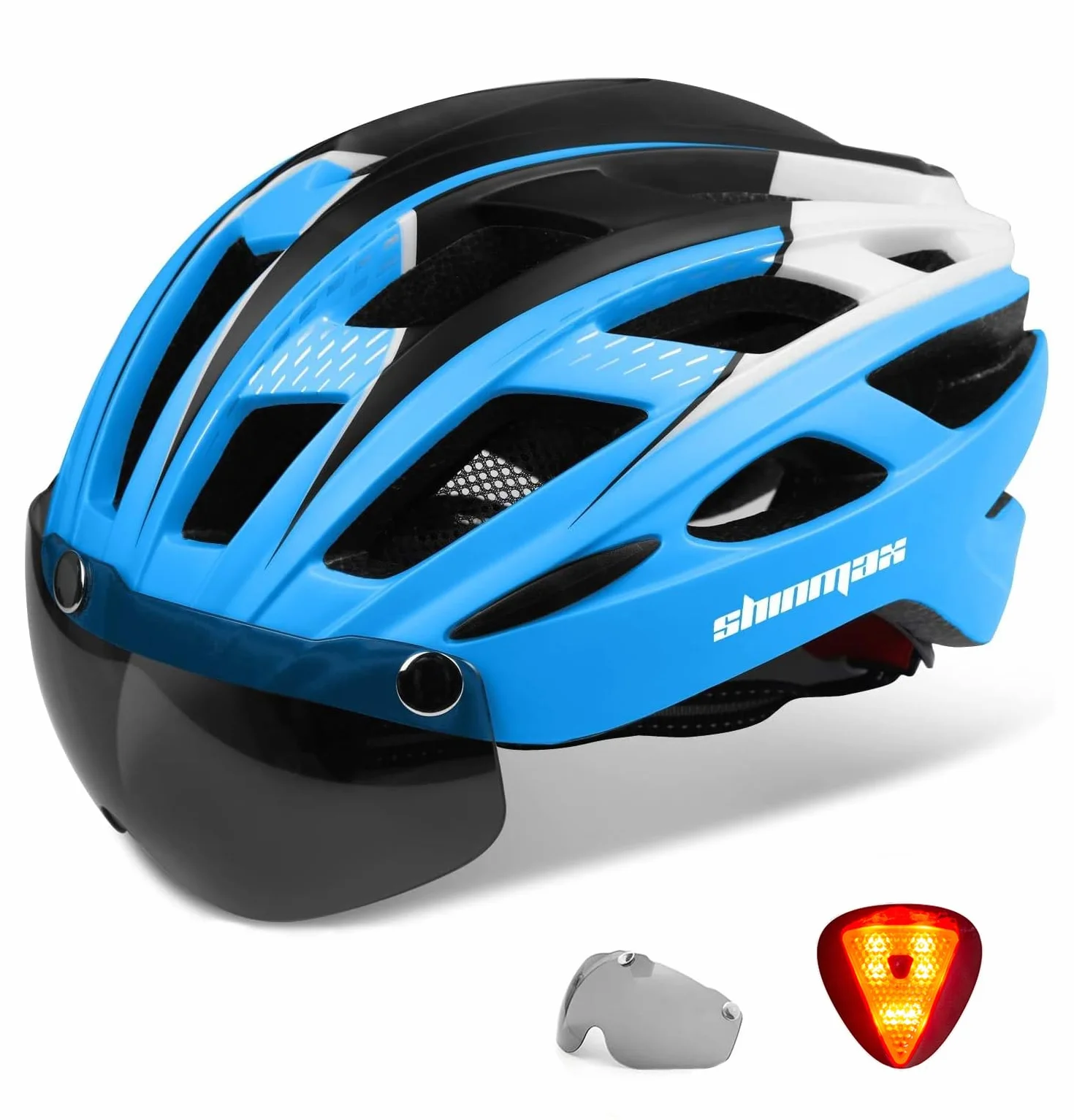 Shinmax Casque de Vélo LED Magnétique Sécurité Écran Amovible Visière Ski Snowboard NR-096