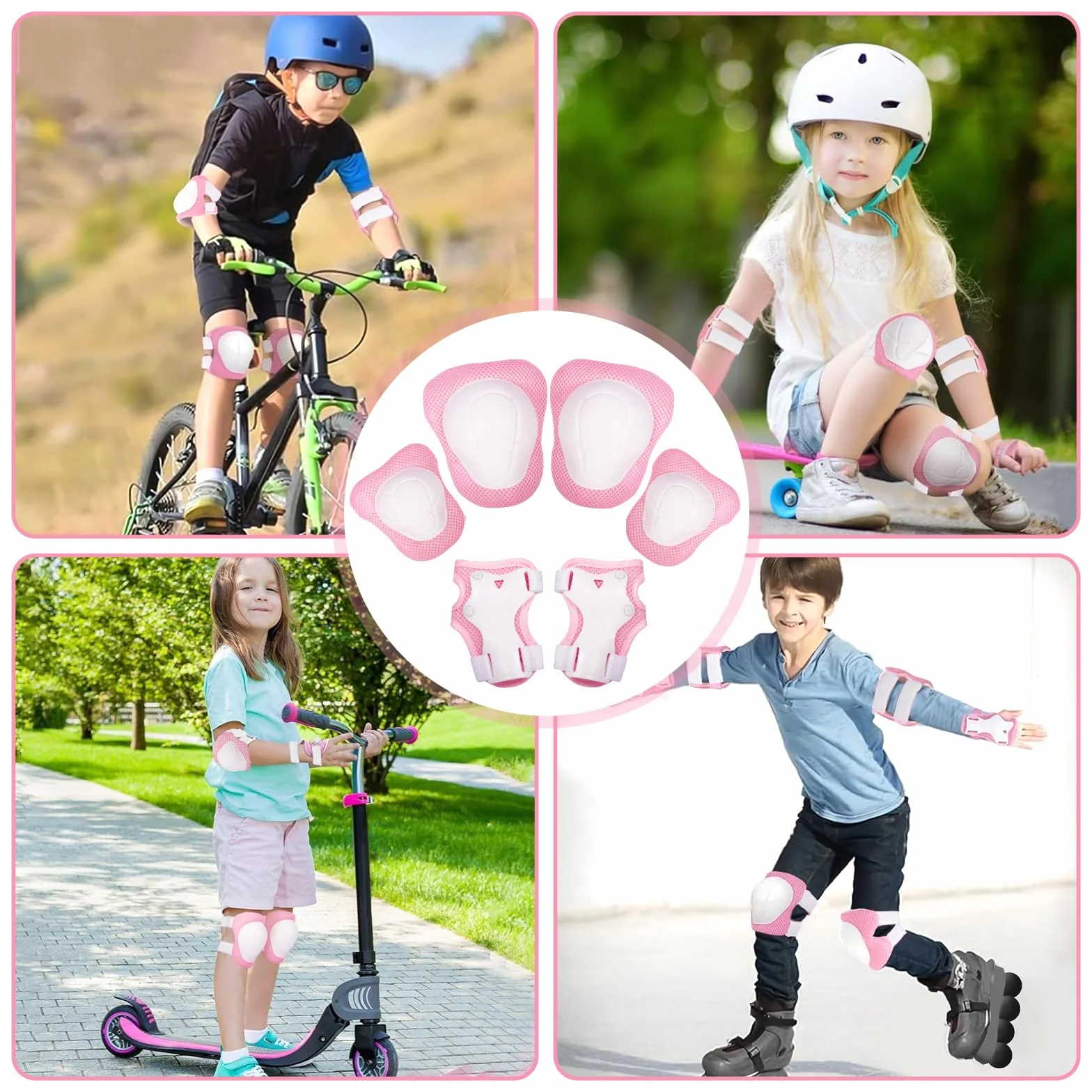Protection Roller Enfant 6 Pièces Genouillères Coudières Protège-Poignets 3-12 Ans Patinage Cyclisme