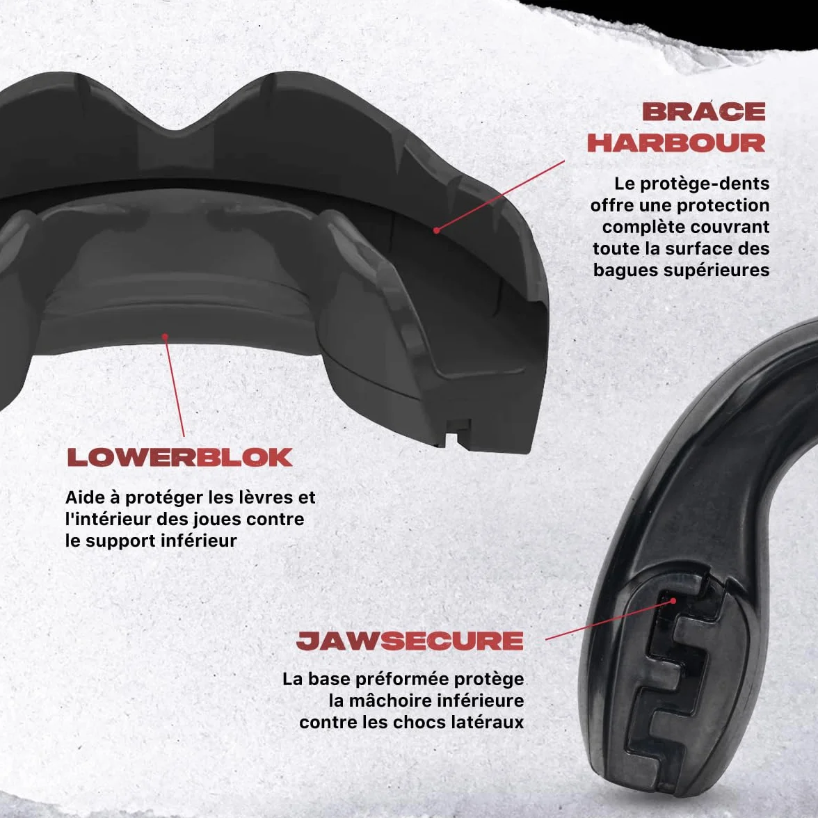 SAFEJAWZ Sport Protège-Dents pour Appareil Orthodontique, Protection intégrale pour Tous Sports (Noir)