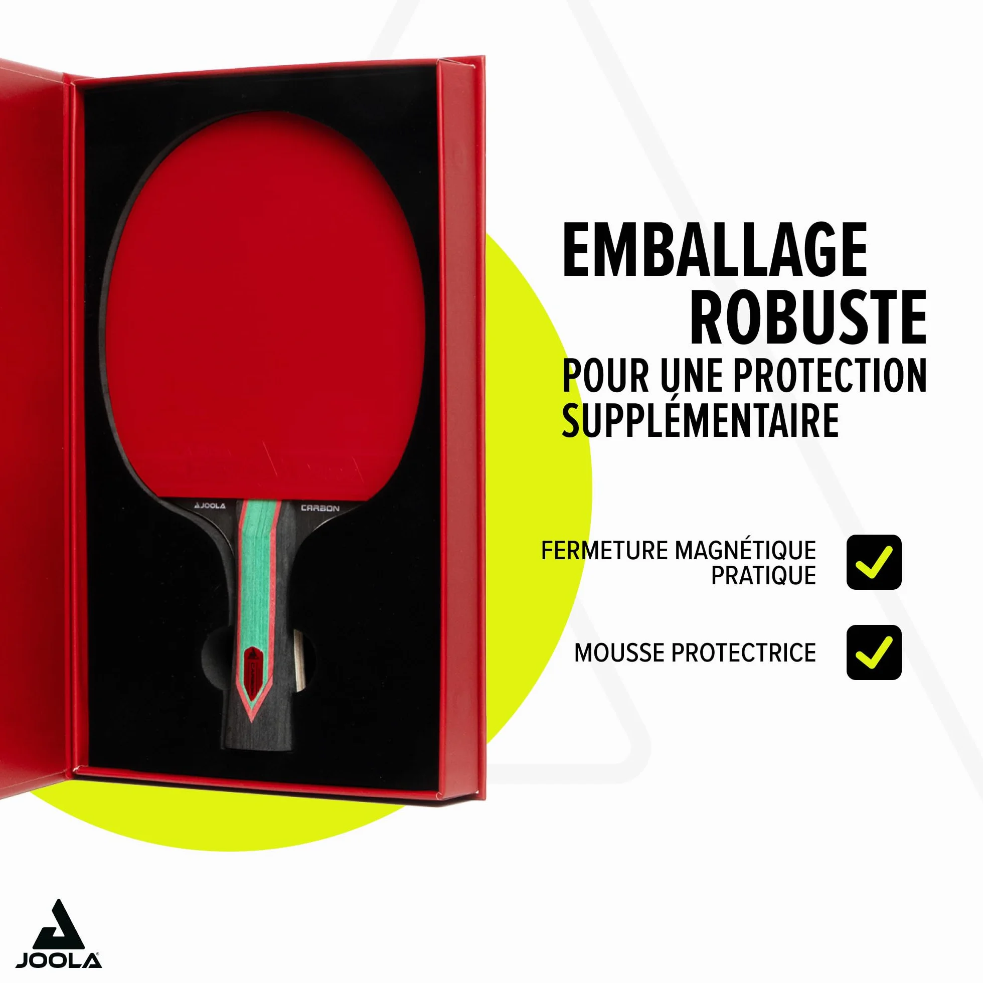 JOOLA Raquette de Tennis de Table Red Carbon Pro/Carbon Control/Carbon X – Raquette de Ping-Pong en Carbone avec Boîte Magnétique
